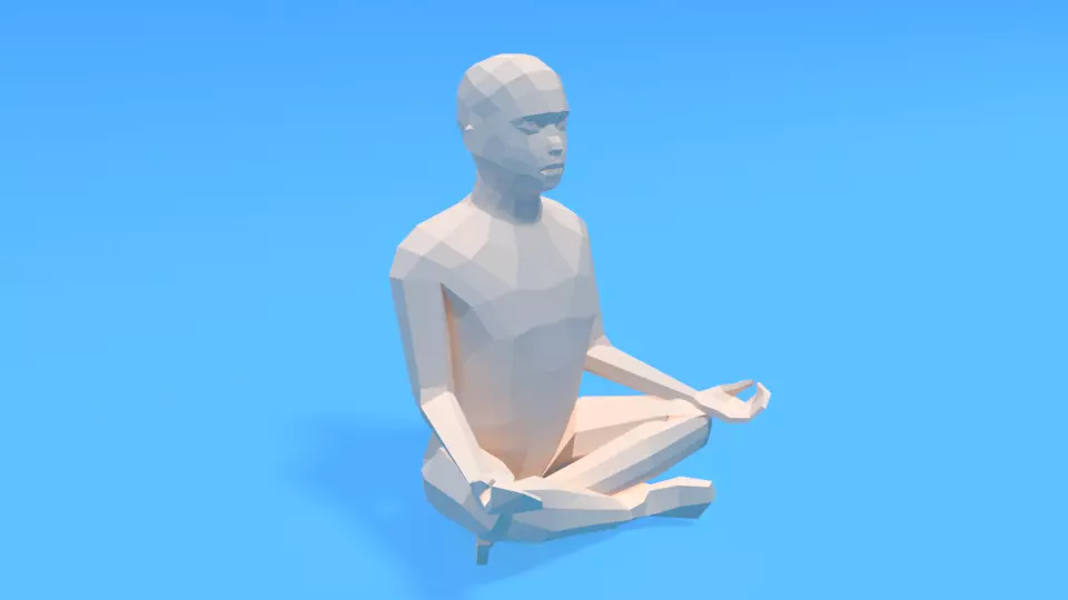 Low Poly Kid Sitting in Yoga Pose Low-poly 3D model