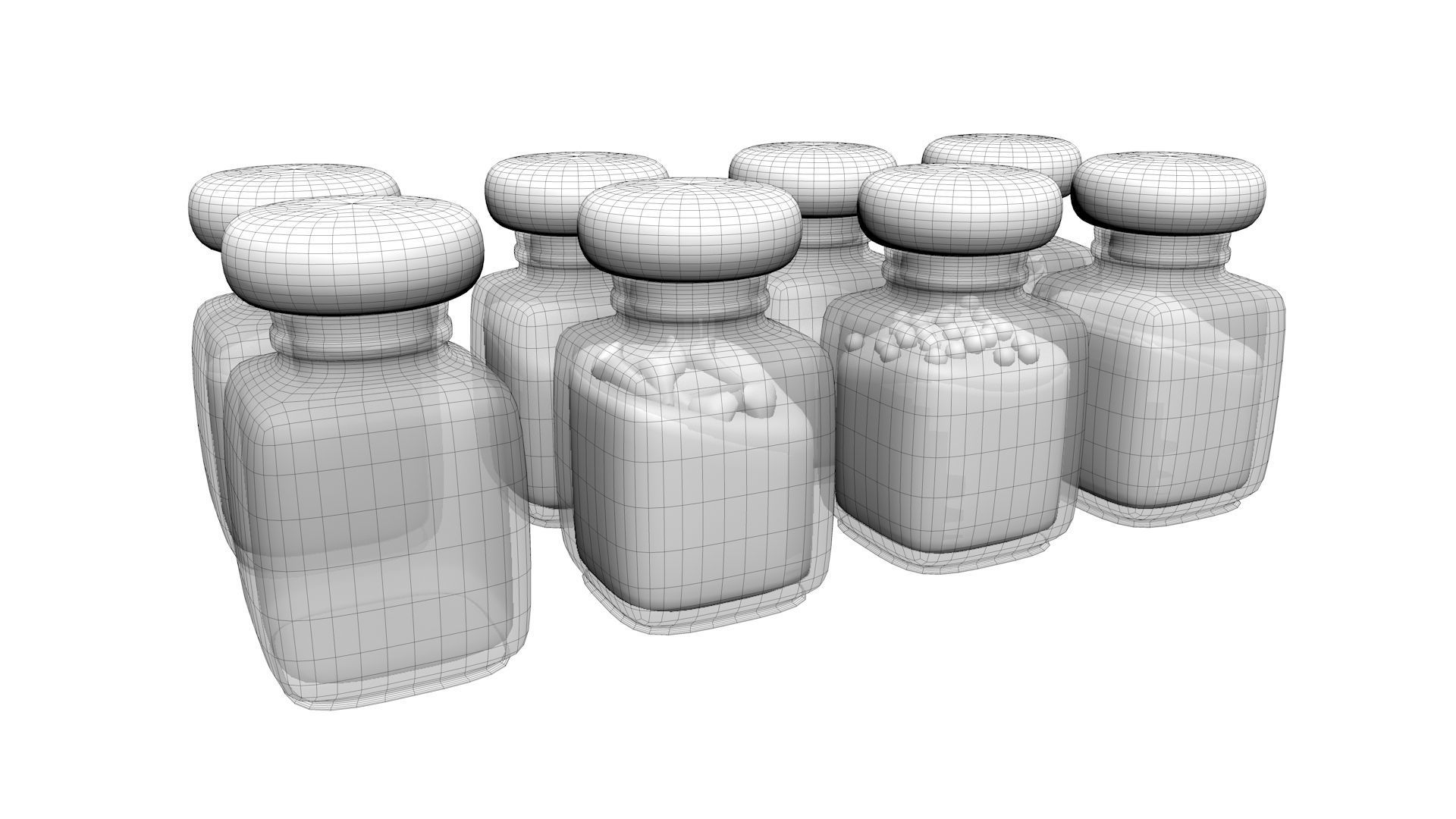 Spice five glass bottles of spices 3D model_4
