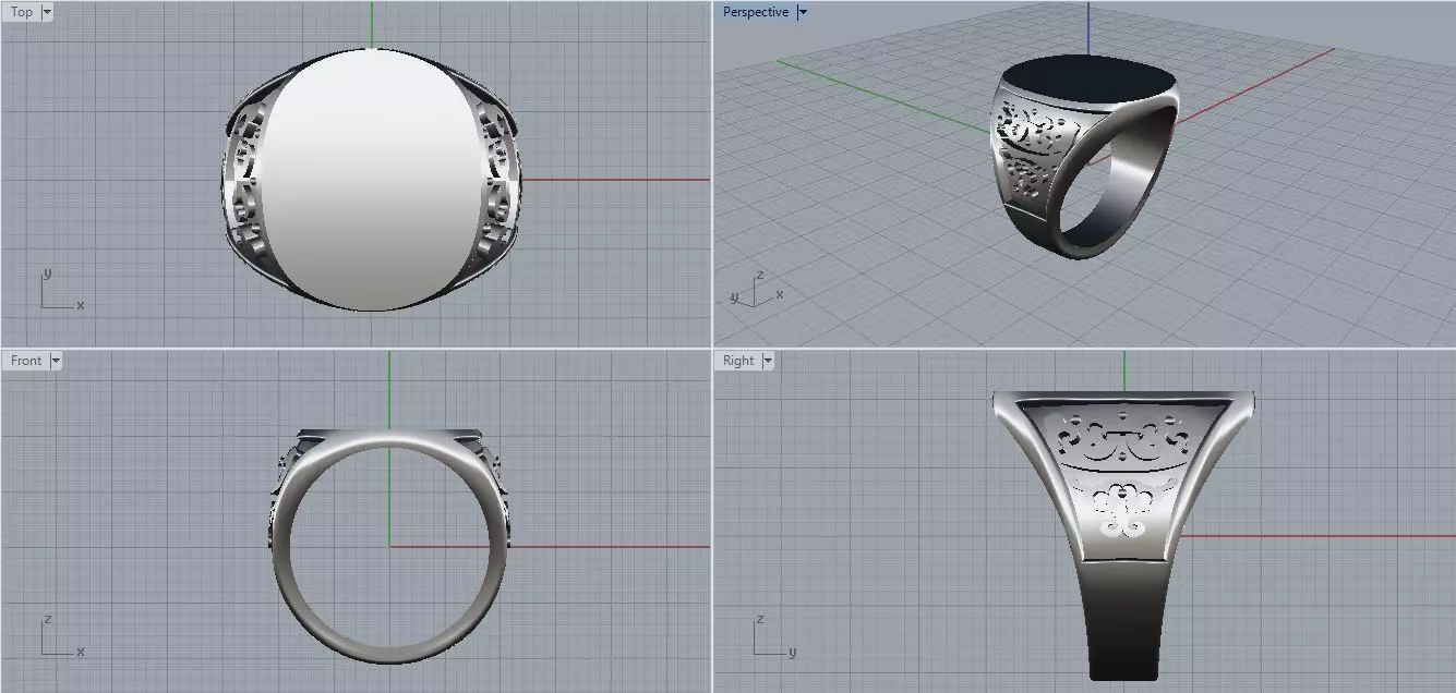 Clotter silver ring with stone 3D print model_0