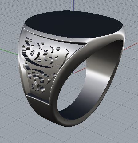 Clotter silver ring with stone 3D print model_1
