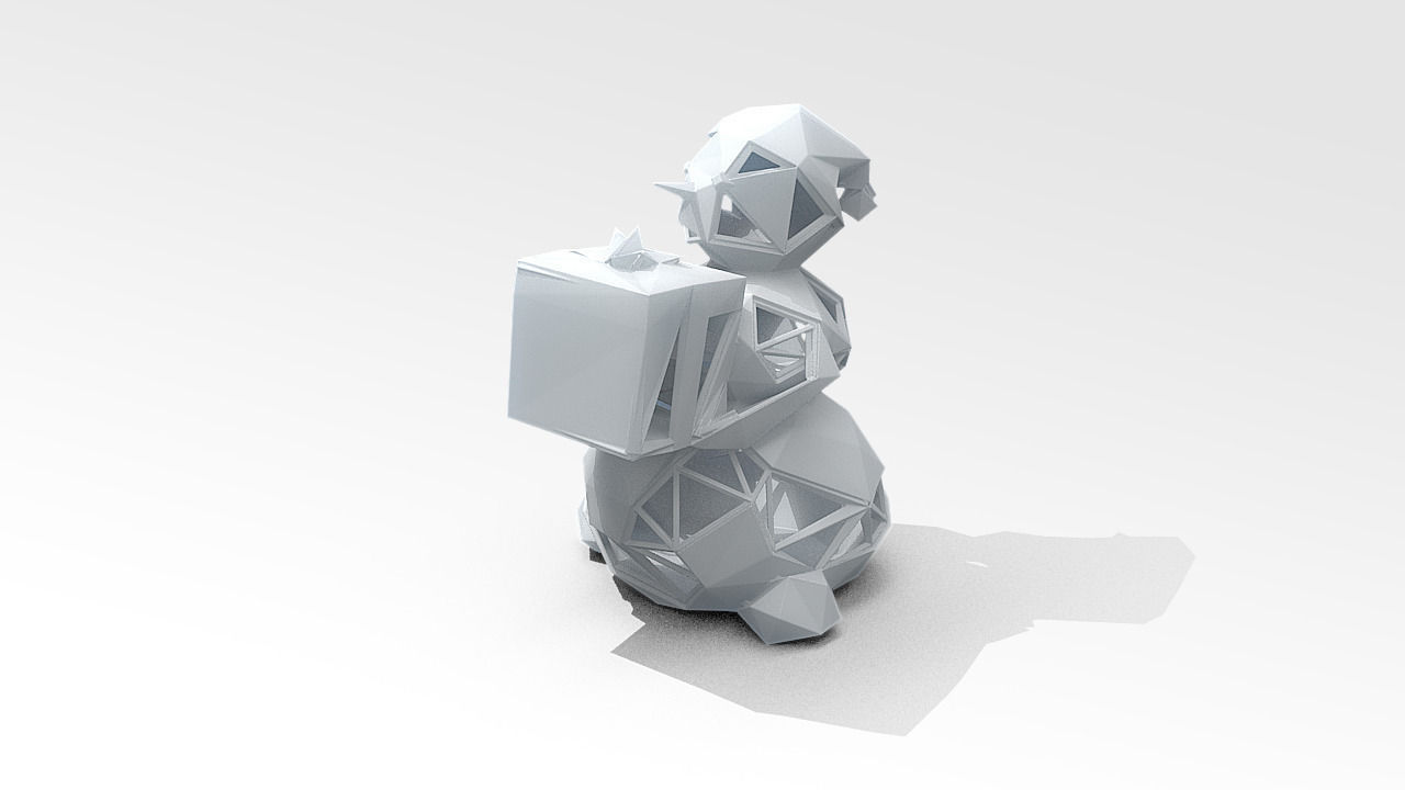 Snowman STL figurine holding book 3D print model_2