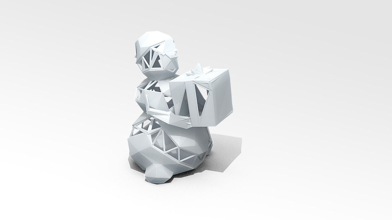 Snowman STL figurine holding book 3D print model_1