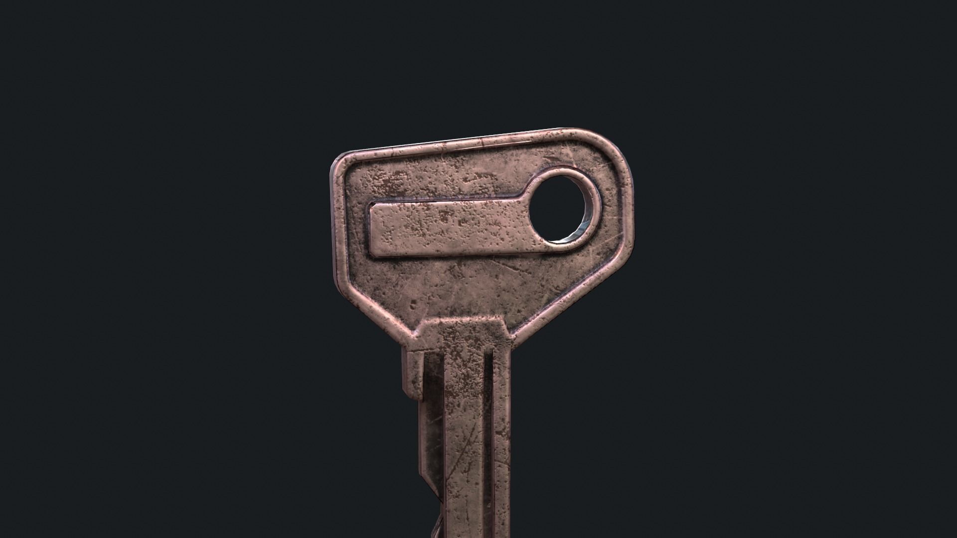 Metal key for the door lock Low-poly 3D model_2