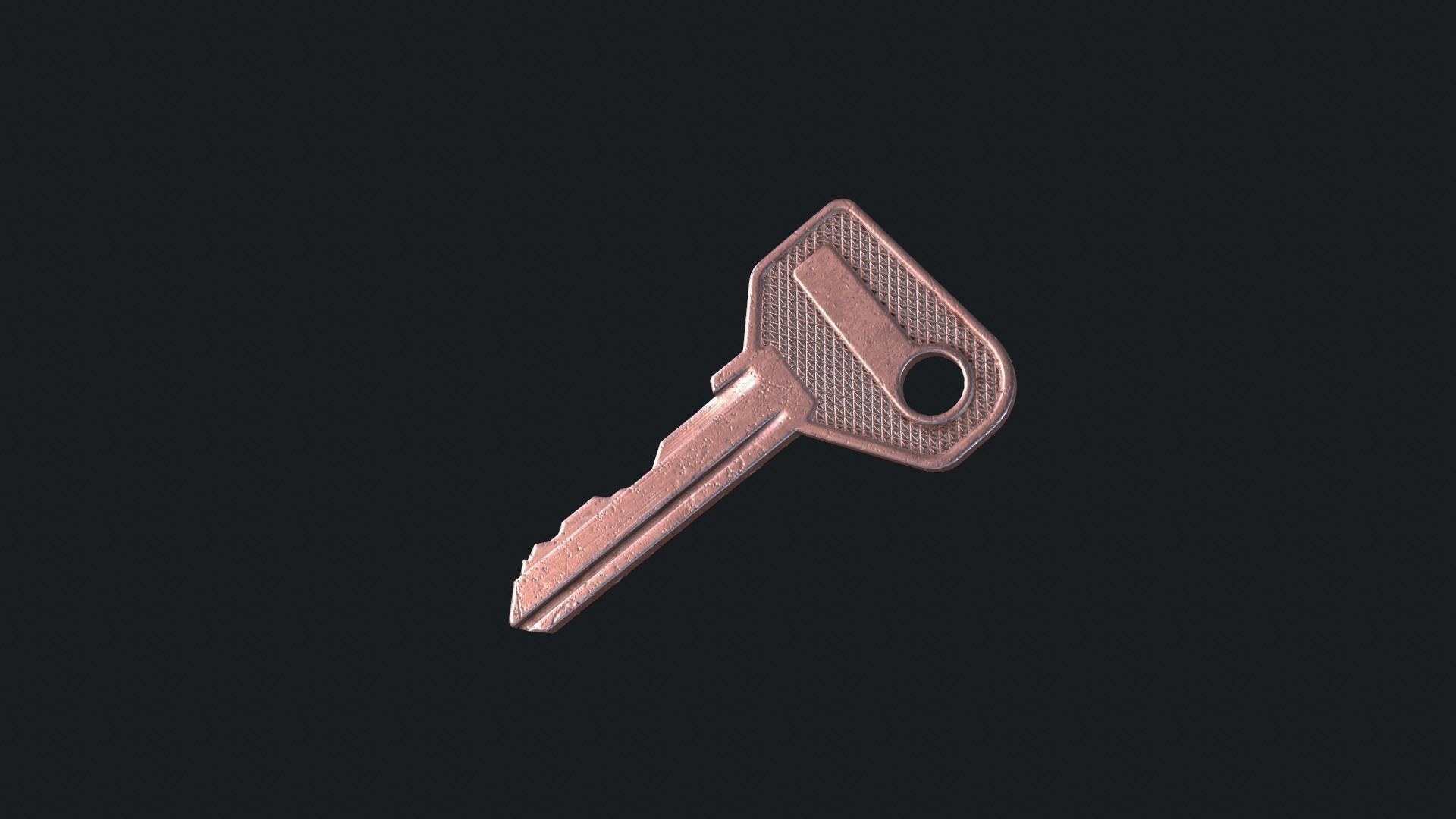 Metal key for the door lock Low-poly 3D model_5