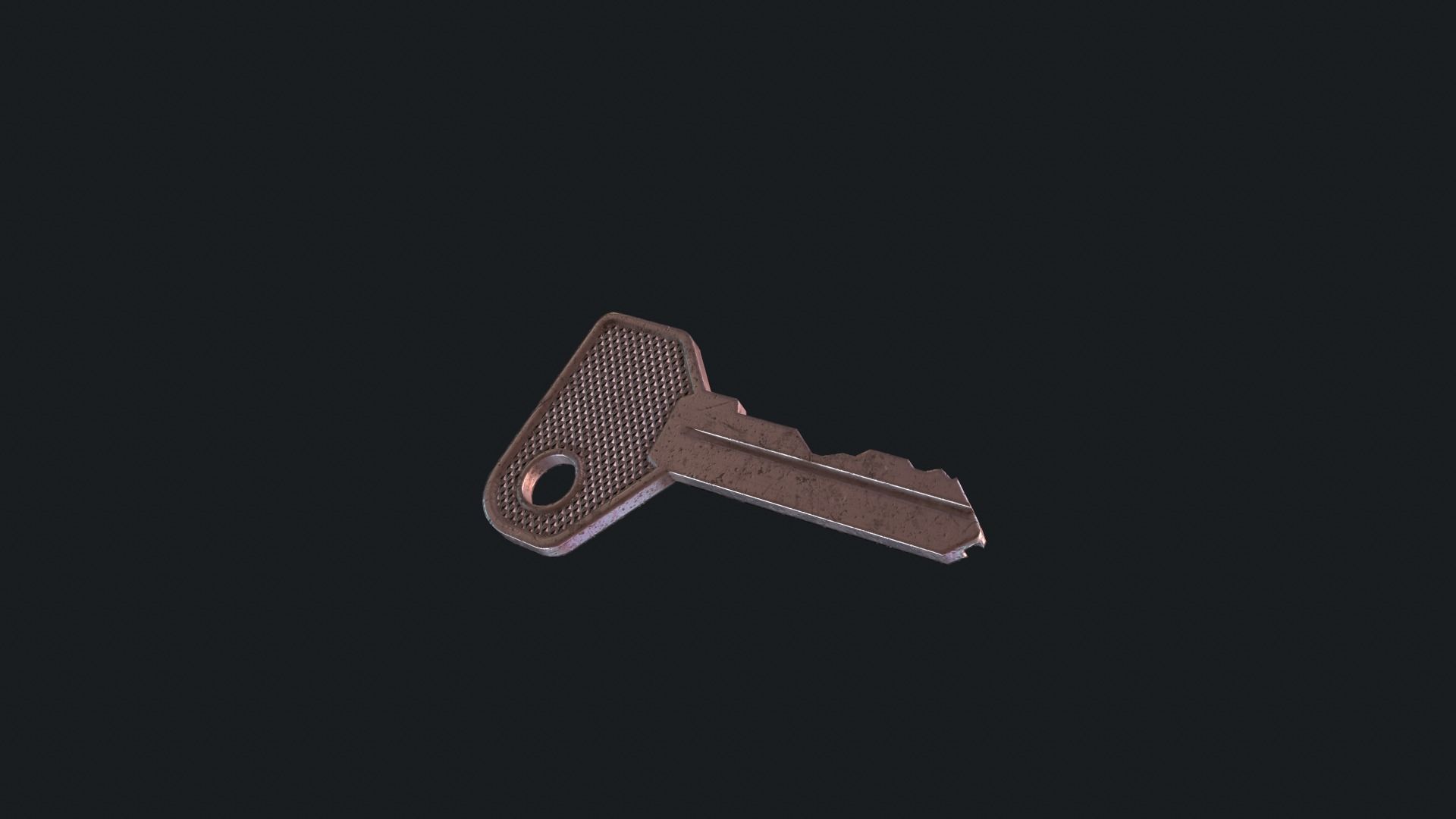 Metal key for the door lock Low-poly 3D model_6