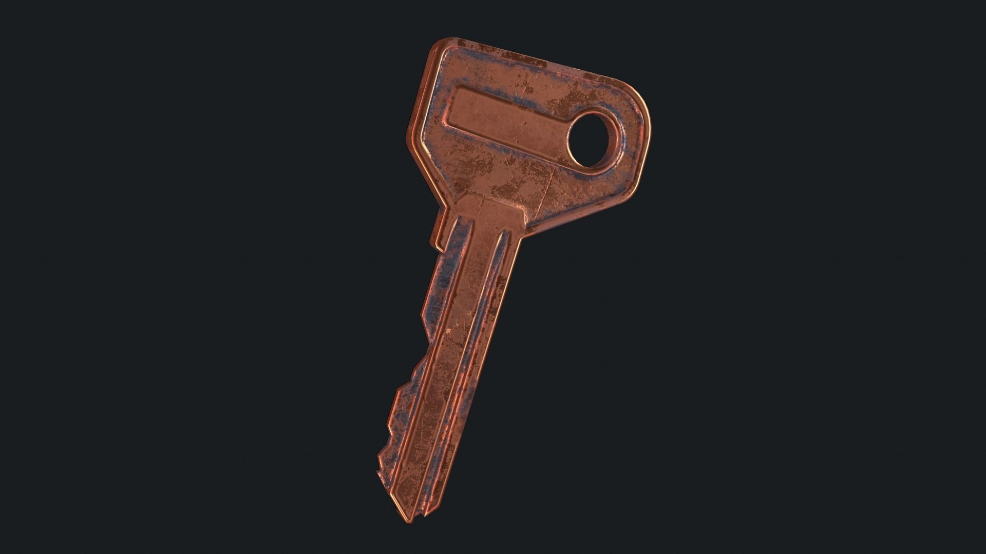 Metal key for the door lock Low-poly 3D model_8