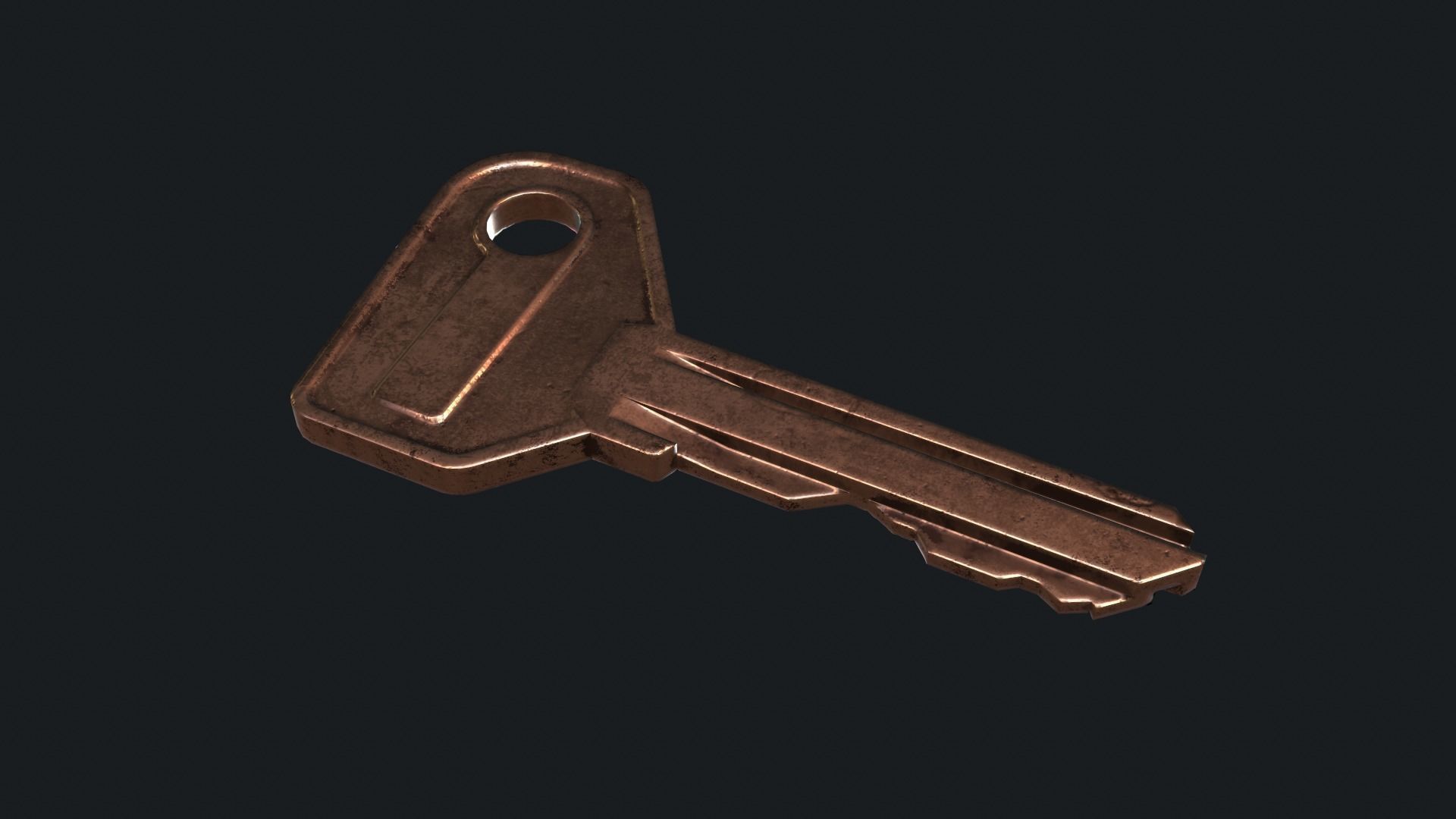 Metal key for the door lock Low-poly 3D model_16