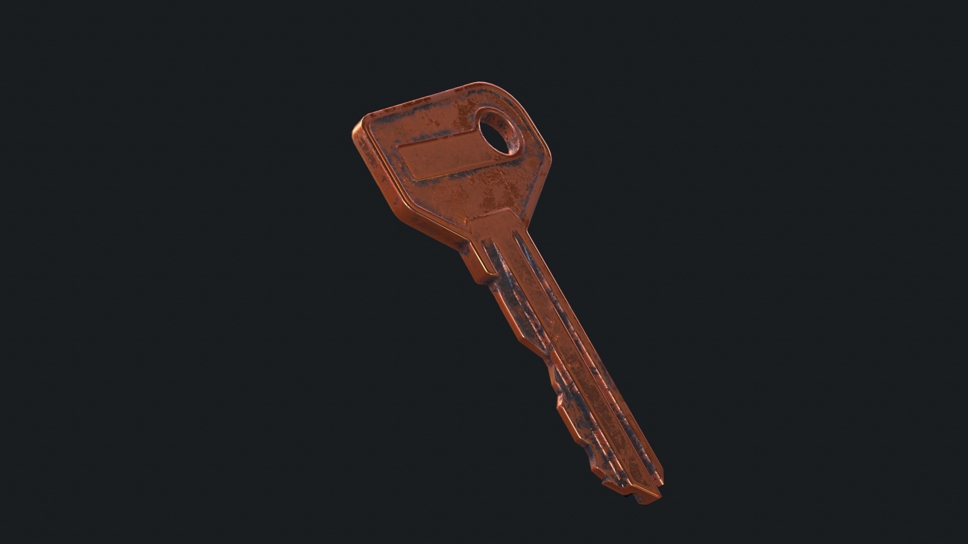 Metal key for the door lock Low-poly 3D model_23