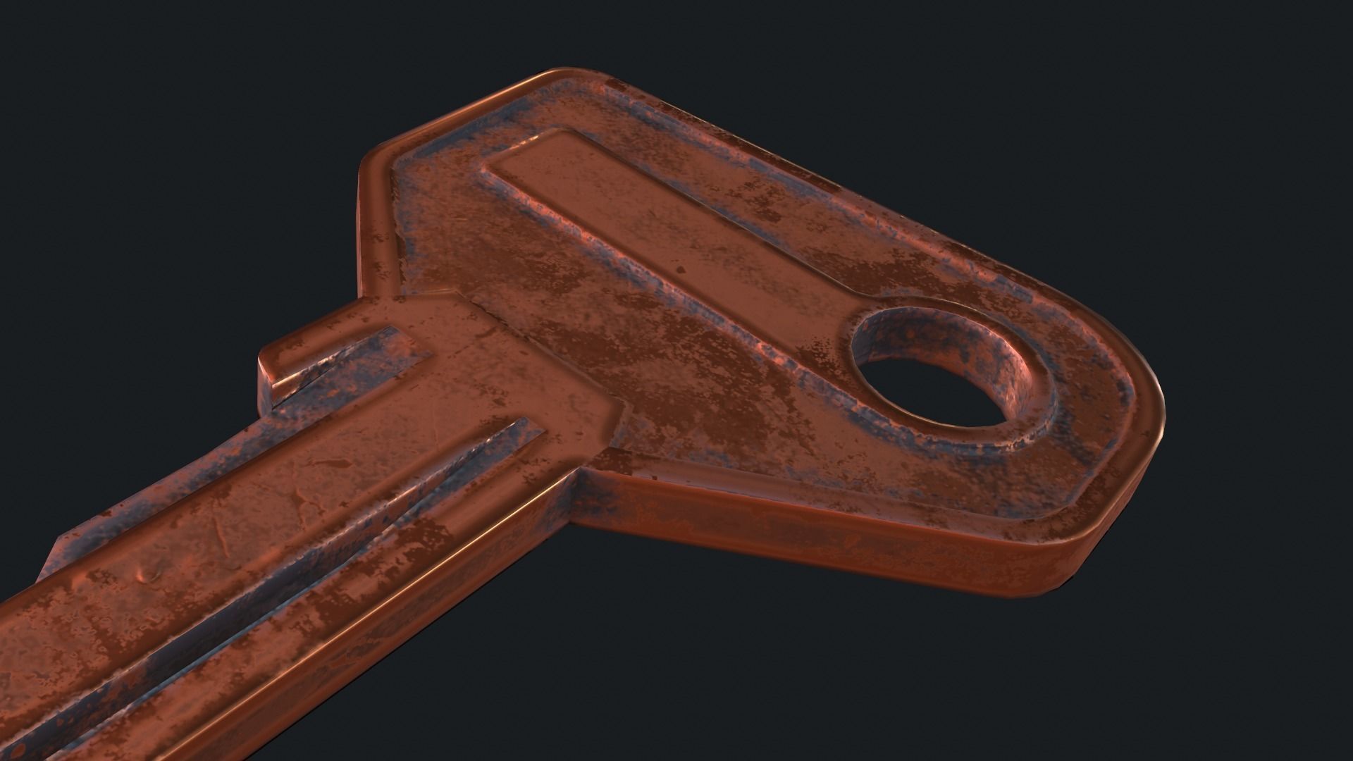 Metal key for the door lock Low-poly 3D model_9