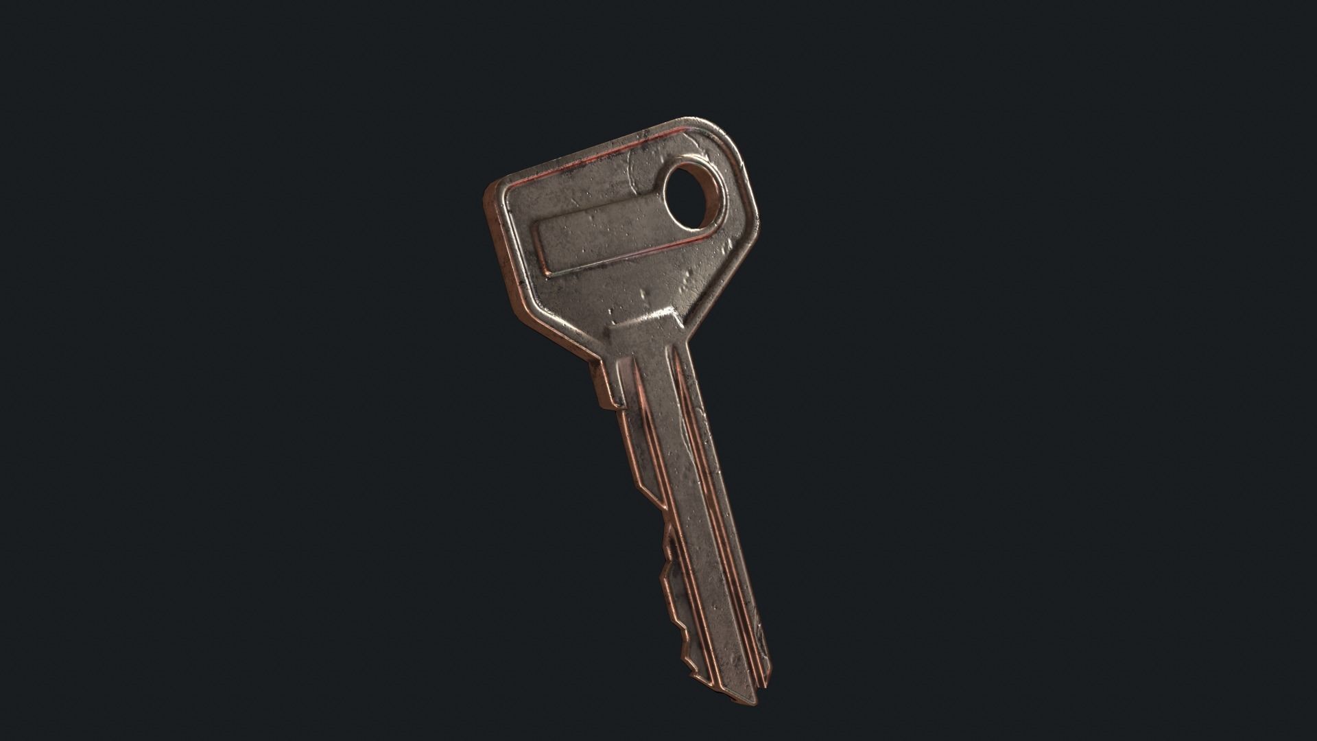 Metal key for the door lock Low-poly 3D model_11