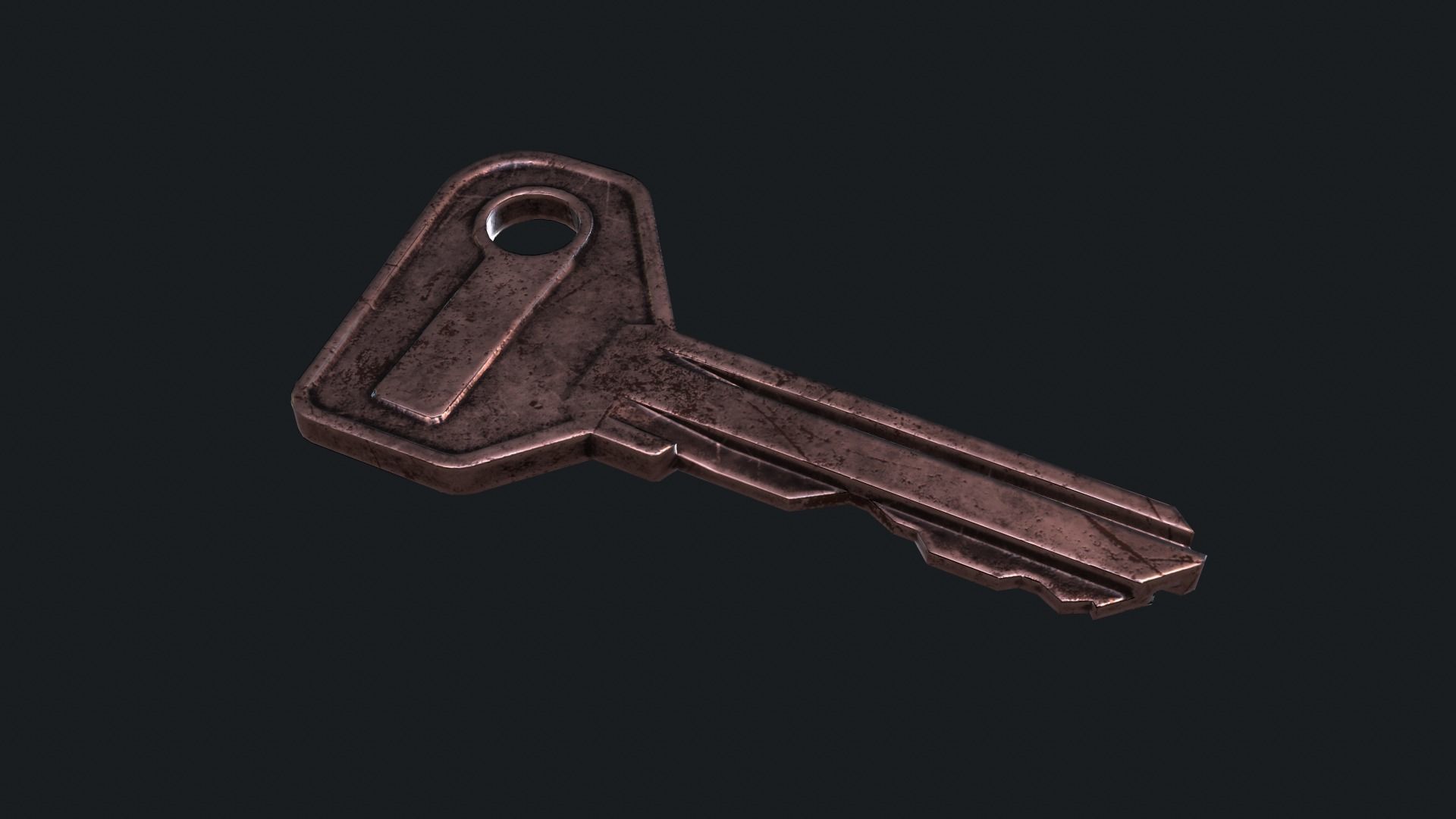 Metal key for the door lock Low-poly 3D model_15