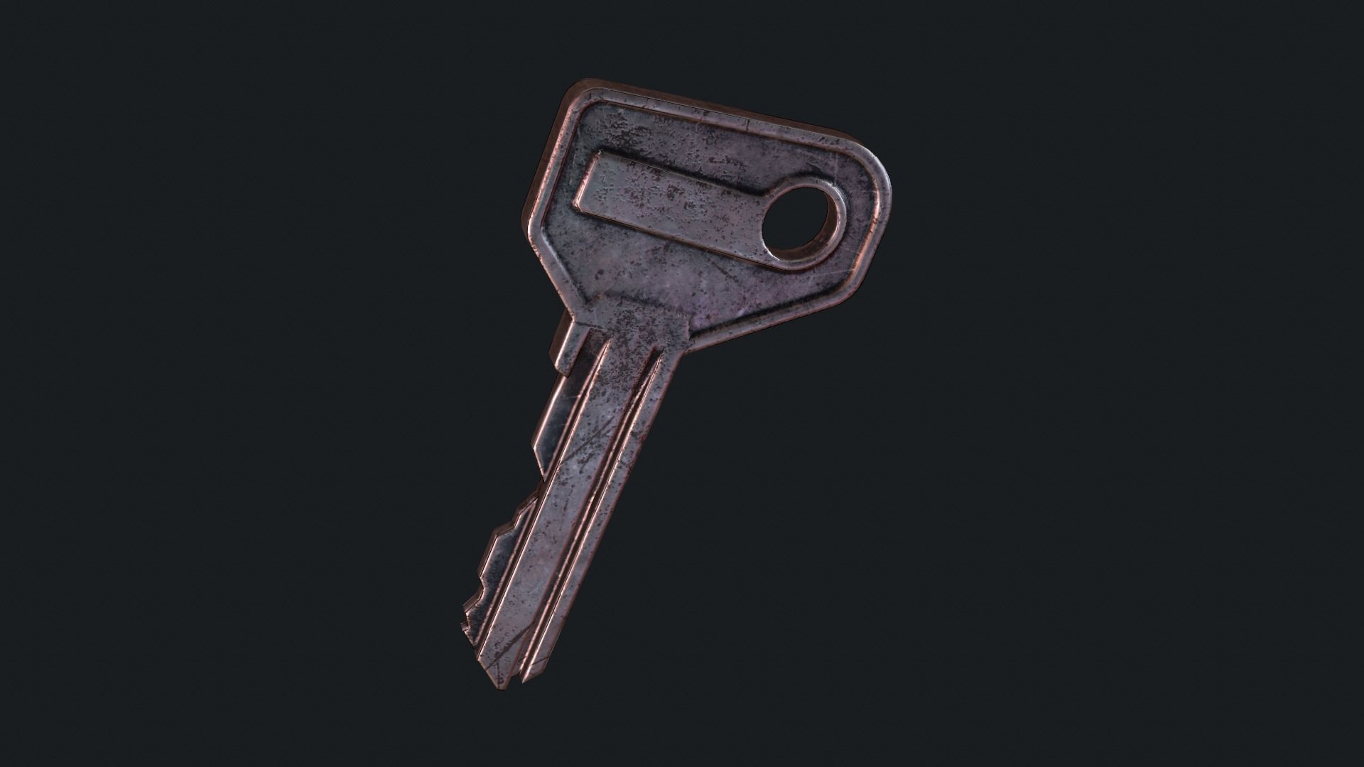 Metal key for the door lock Low-poly 3D model_3