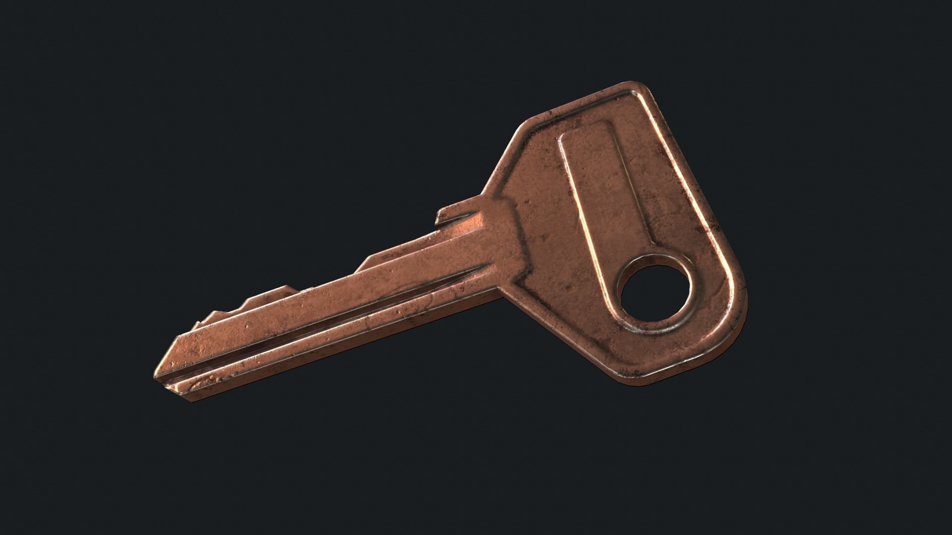 Metal key for the door lock Low-poly 3D model_12
