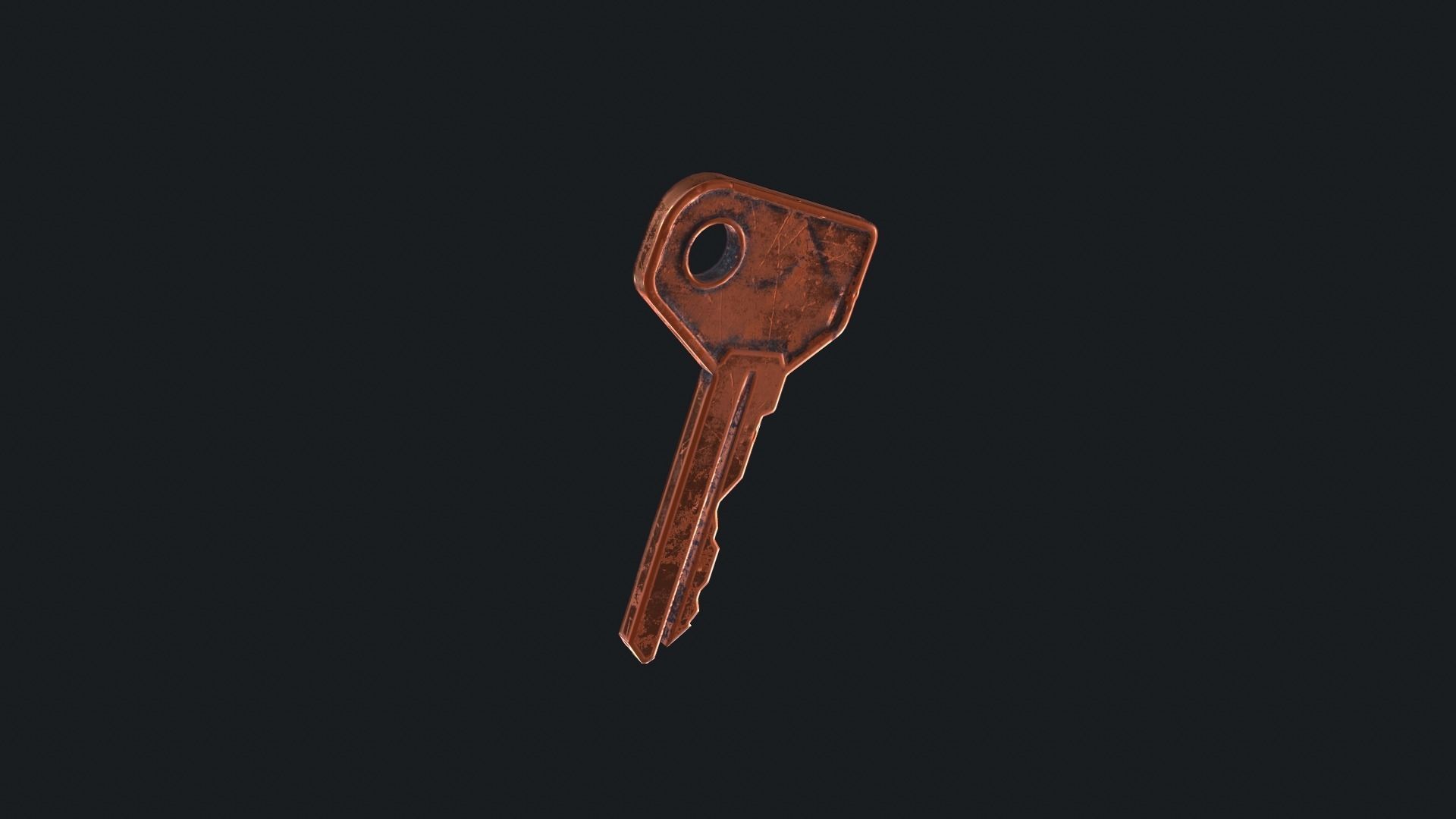 Metal key for the door lock Low-poly 3D model_10