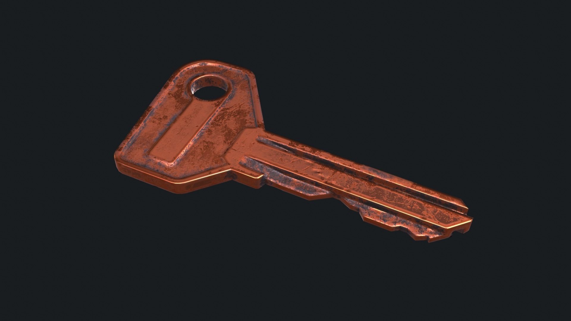 Metal key for the door lock Low-poly 3D model_17
