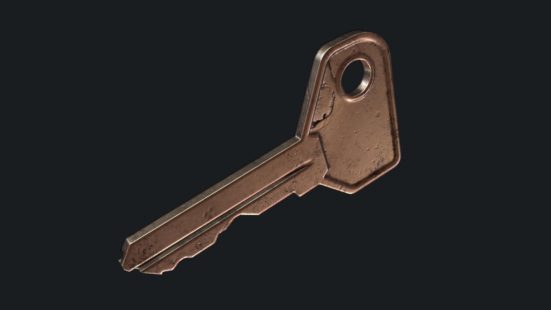 Metal key for the door lock Low-poly 3D model_13