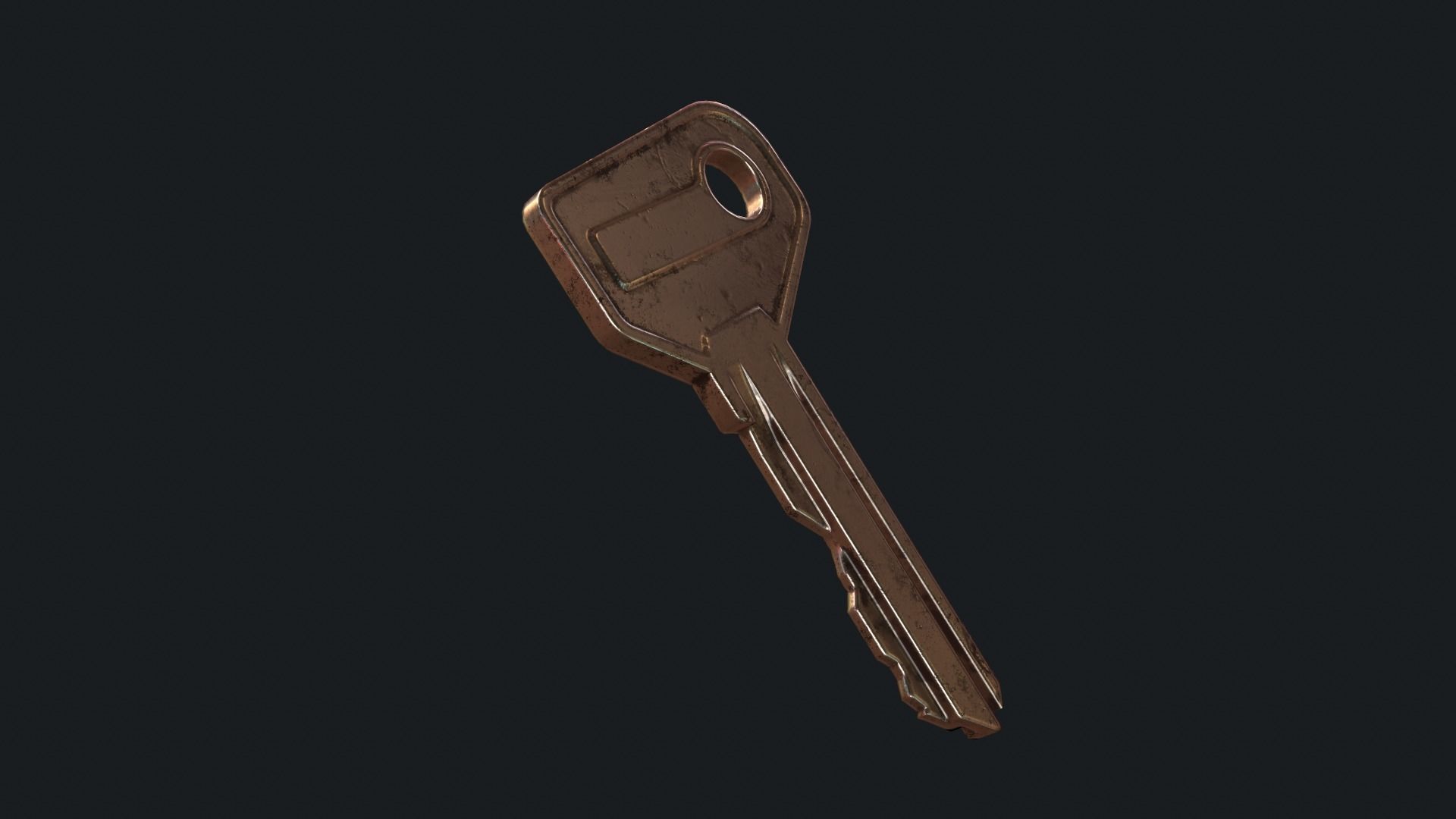Metal key for the door lock Low-poly 3D model_24