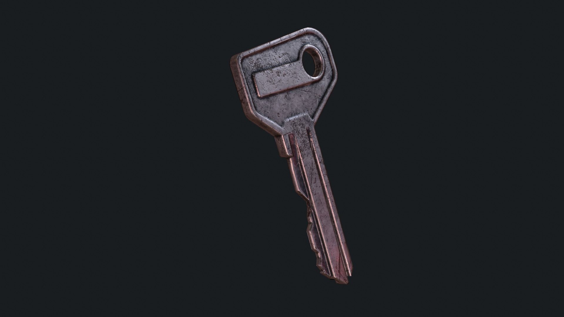 Metal key for the door lock Low-poly 3D model_4