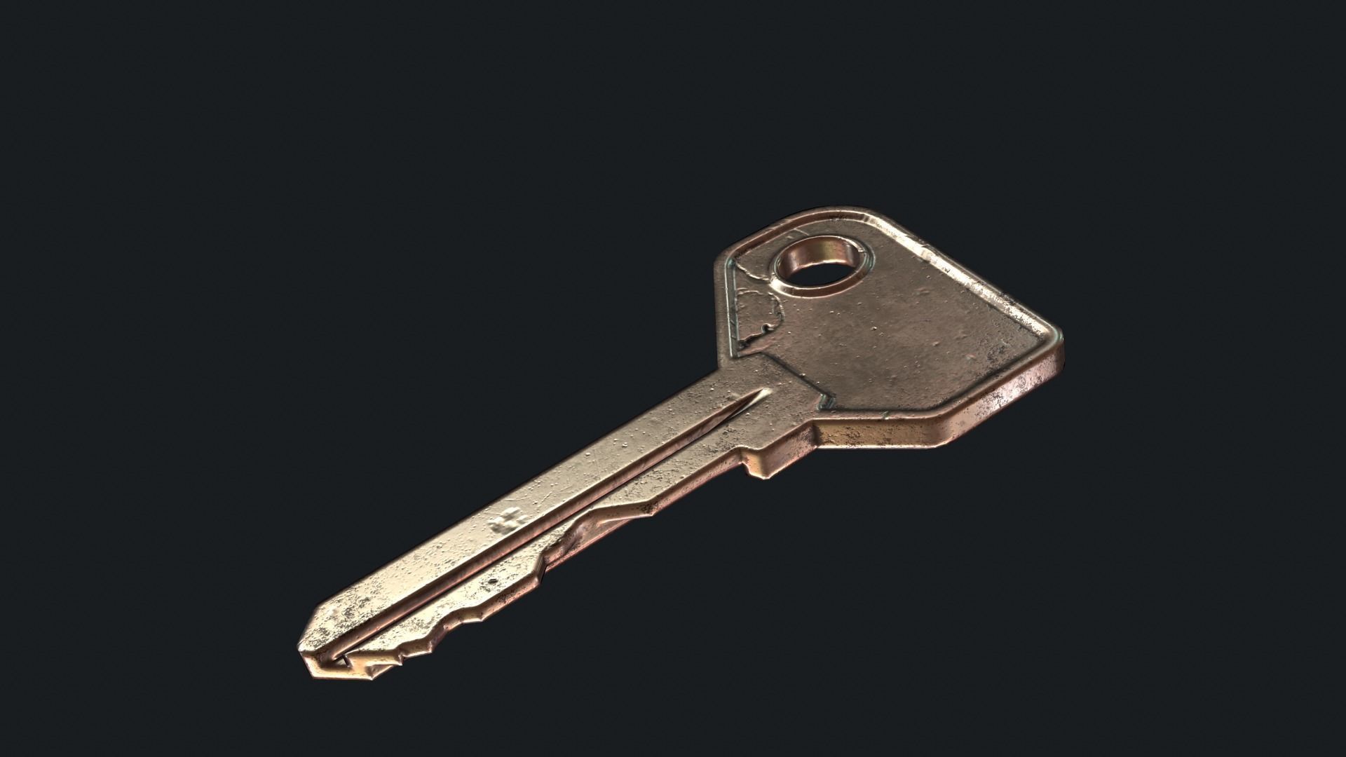 Metal key for the door lock Low-poly 3D model_14