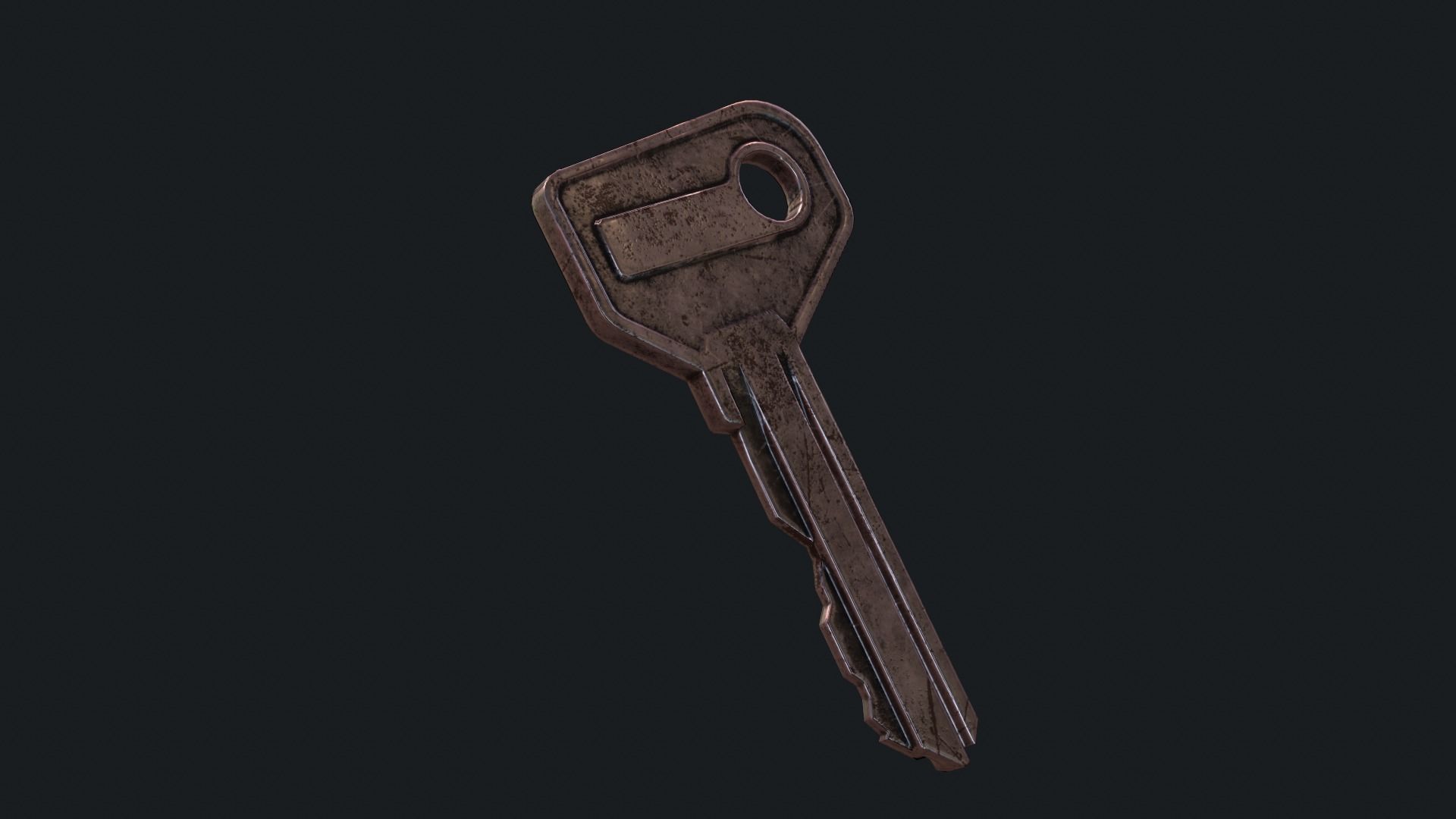 Metal key for the door lock Low-poly 3D model_21