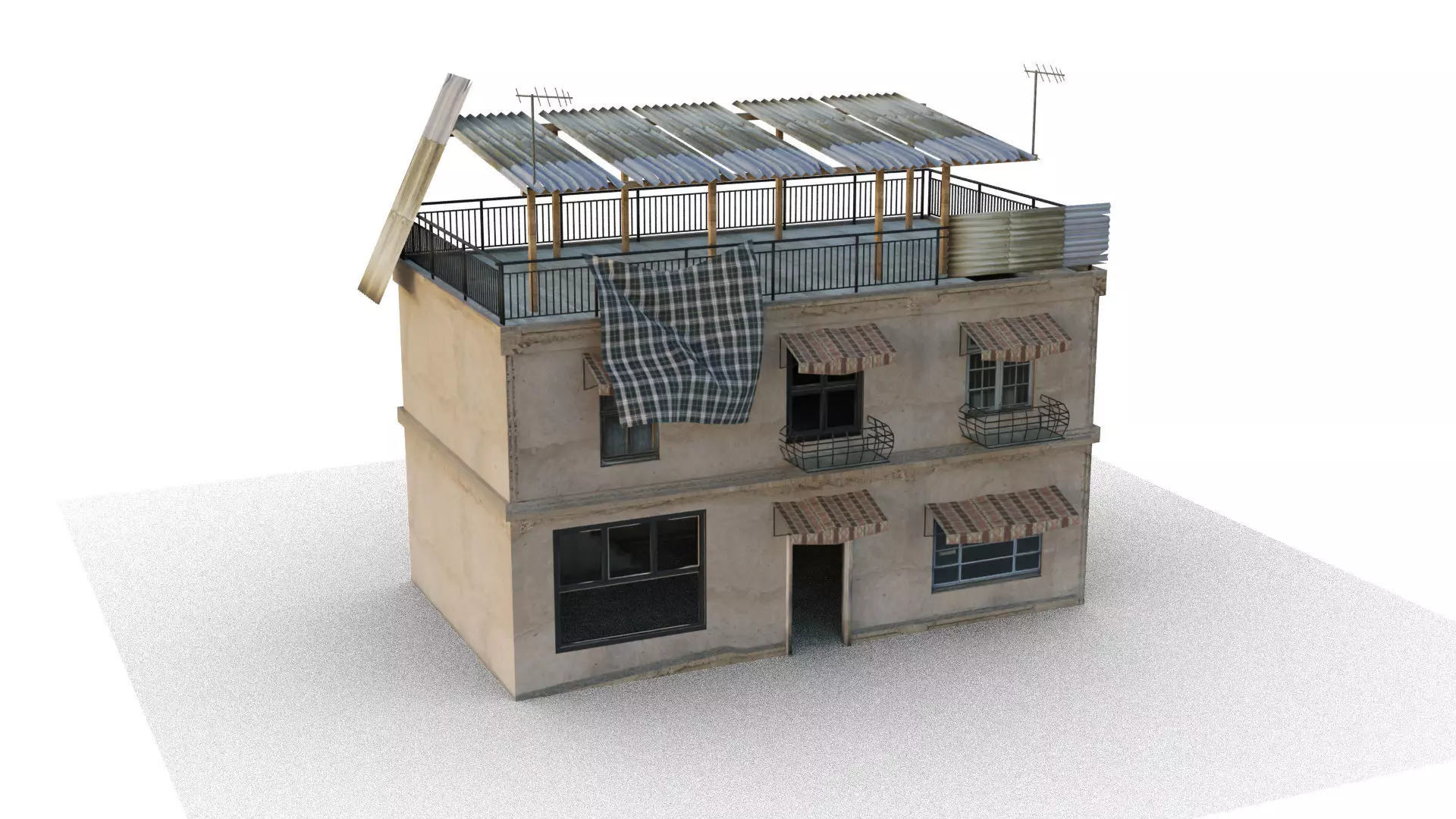 Arab Building Interior And Exterior Low-poly 3D model_0