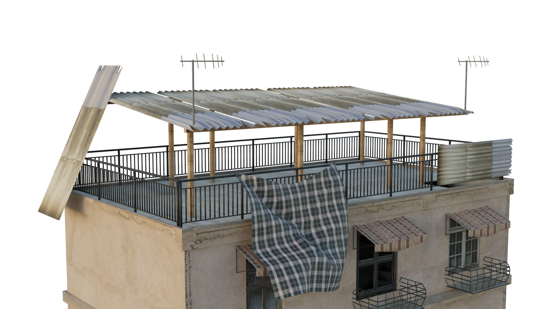 Arab Building Interior And Exterior Low-poly 3D model_2