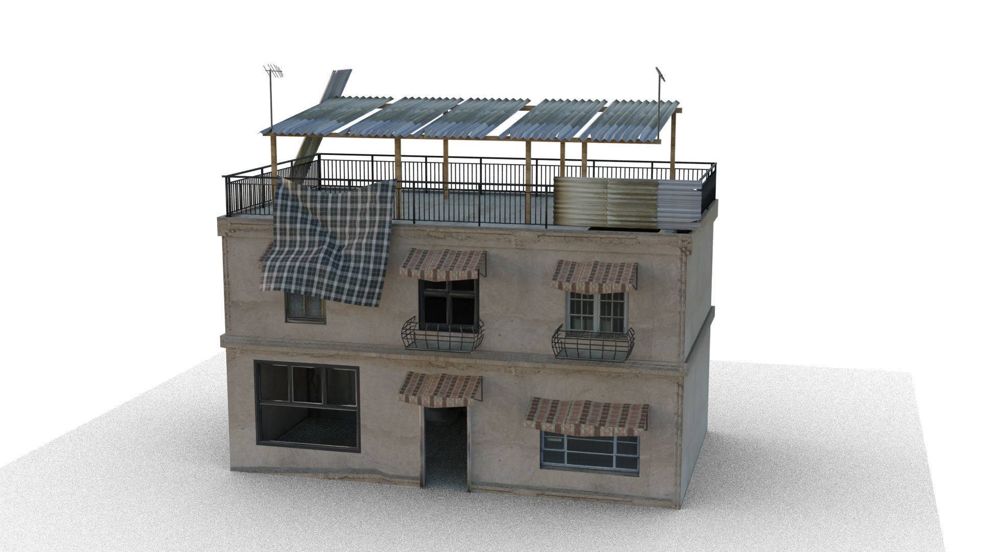 Arab Building Interior And Exterior Low-poly 3D model_1