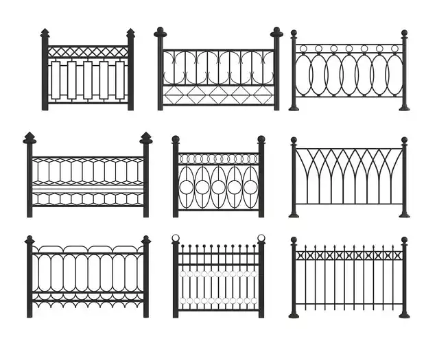 Set of metal fences
