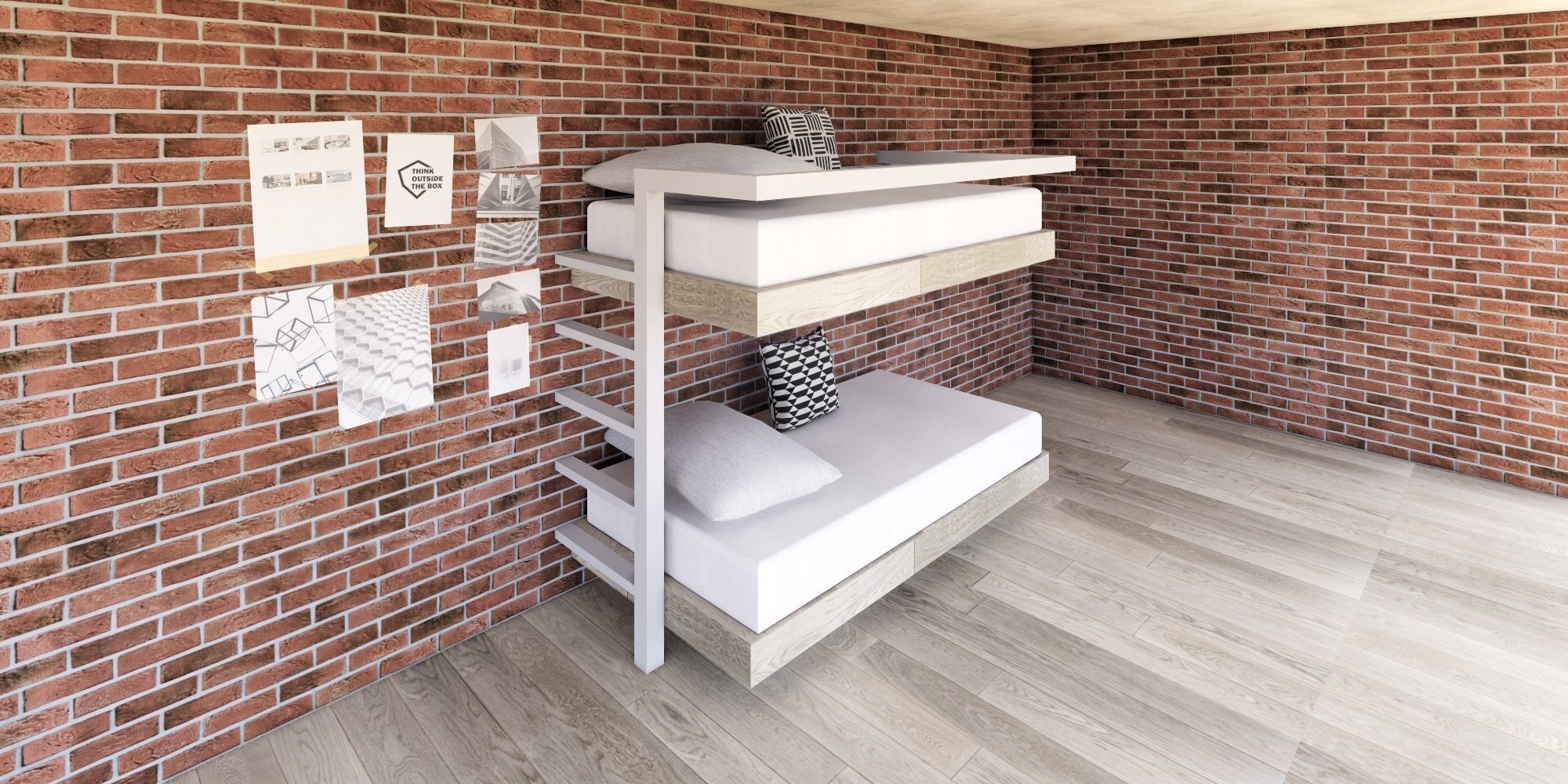 3D model Bunk bed Full parametric Revit Family VR / AR / lowpoly