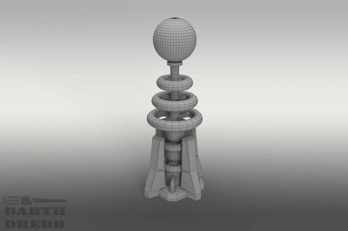 Red Alert 2 style Tesla Coil Defense Tower 3D model_2