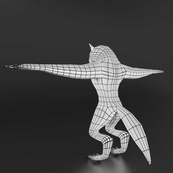 LowPoly WereWolf Base mesh Free low-poly 3D model_4