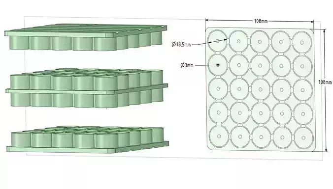 18650 Battery Pack normal 3D print model