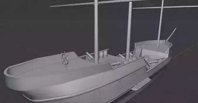 Galleon BattleShip Low-poly 3D model