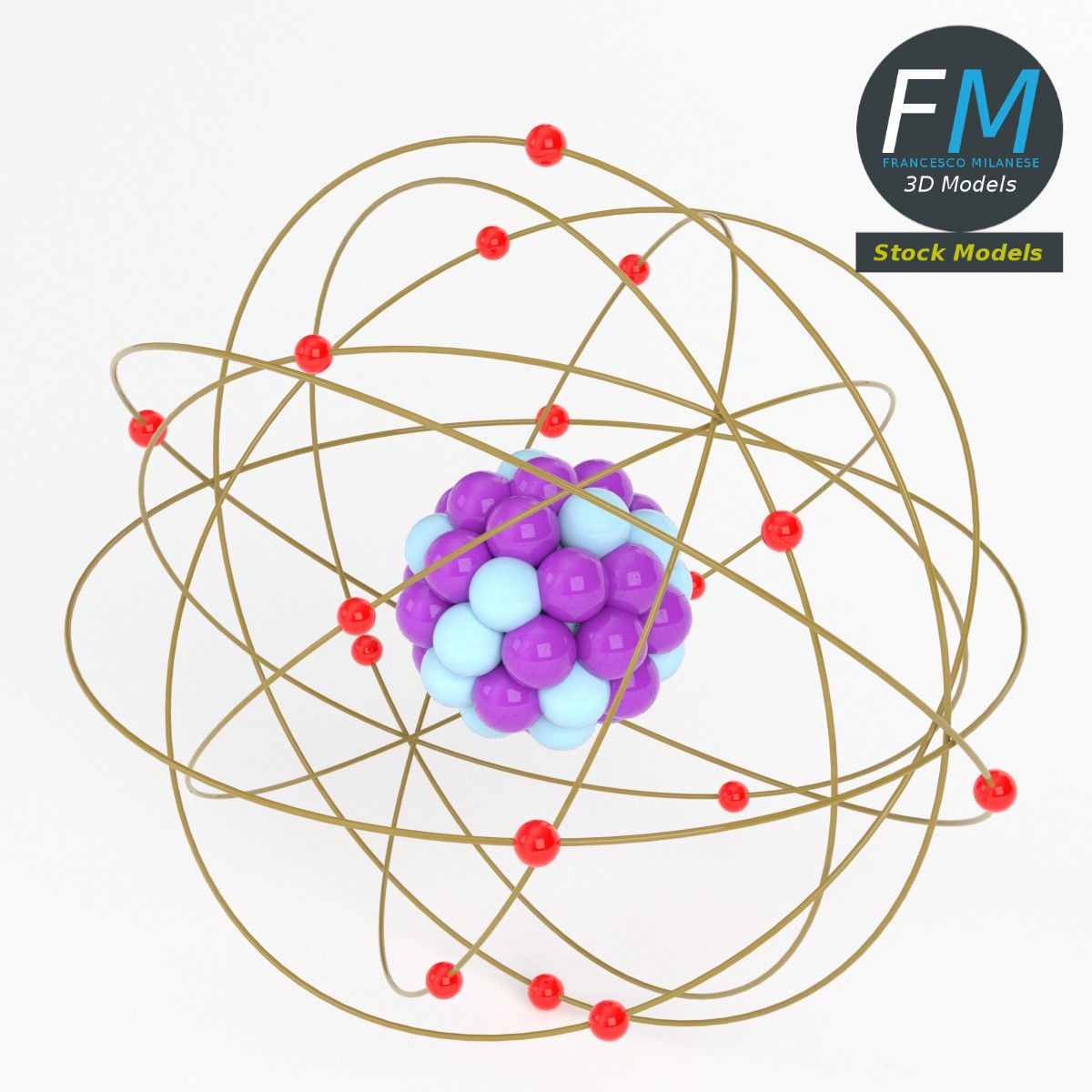 Stylized atom 3D model_2