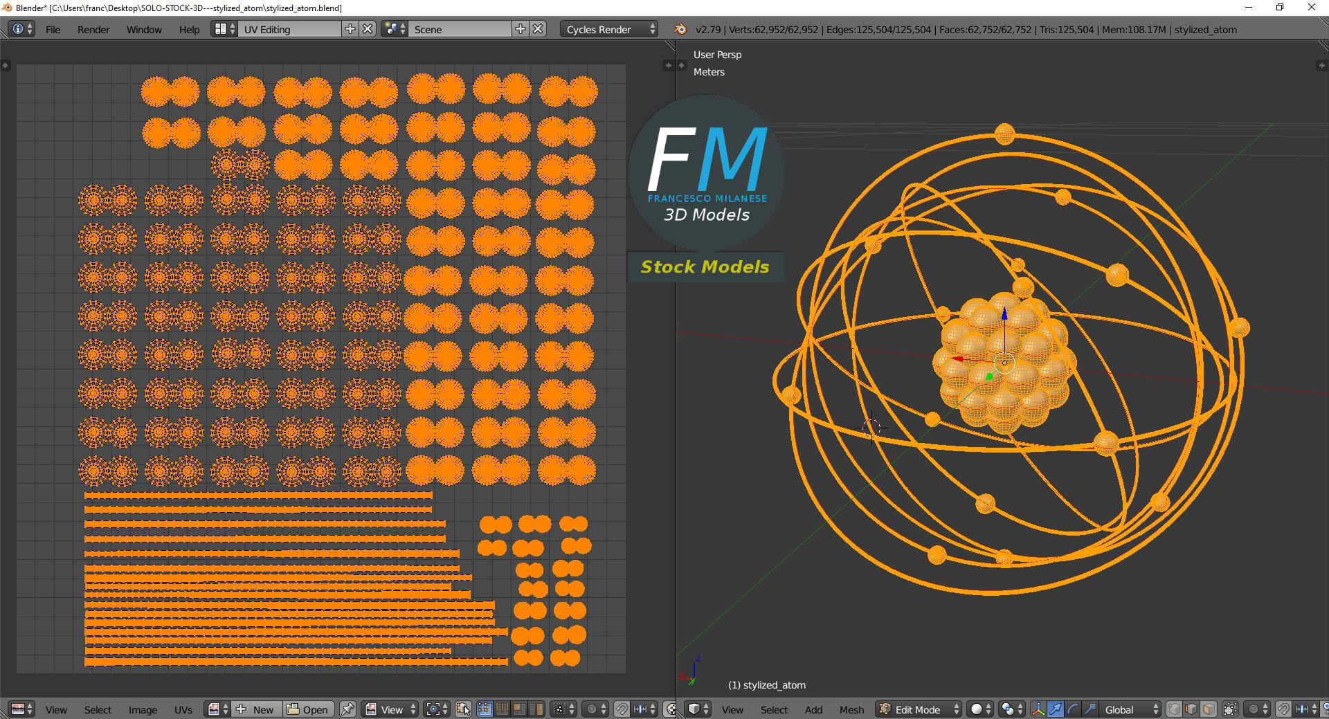 Stylized atom 3D model_10