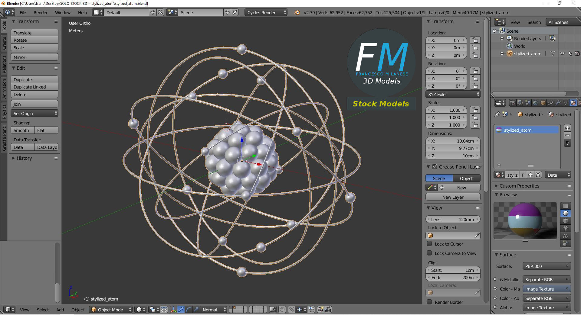 Stylized atom 3D model_9