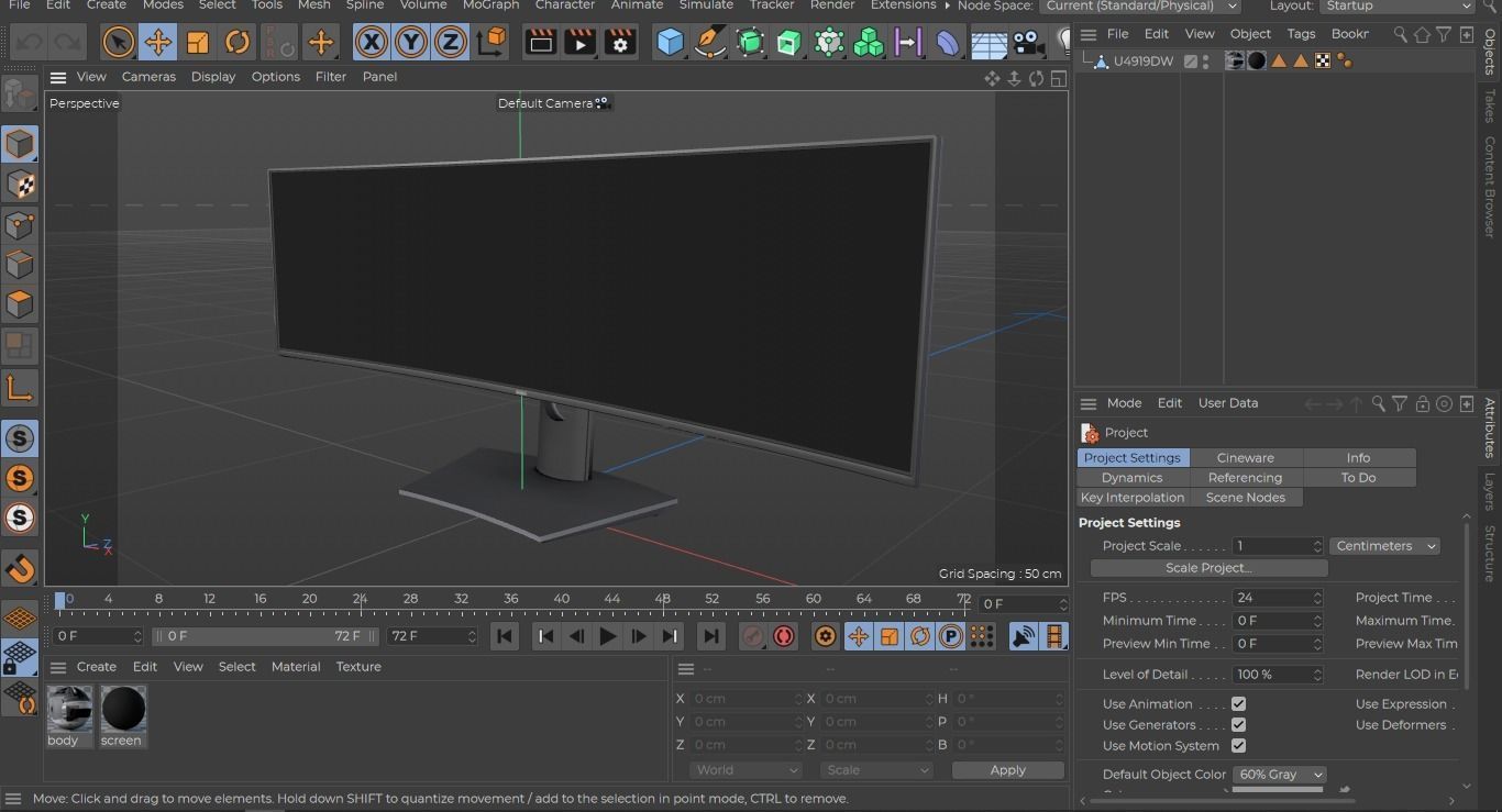 dell UltraSharp 49 inch curved monitor  Low-poly 3D model_13