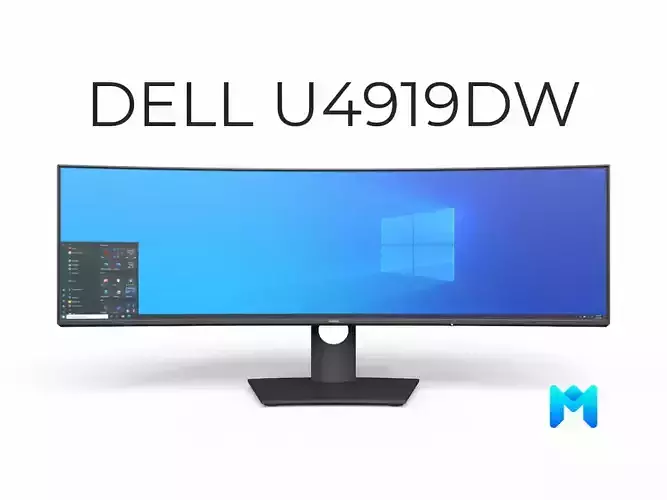 dell UltraSharp 49 inch curved monitor  Low-poly 3D model