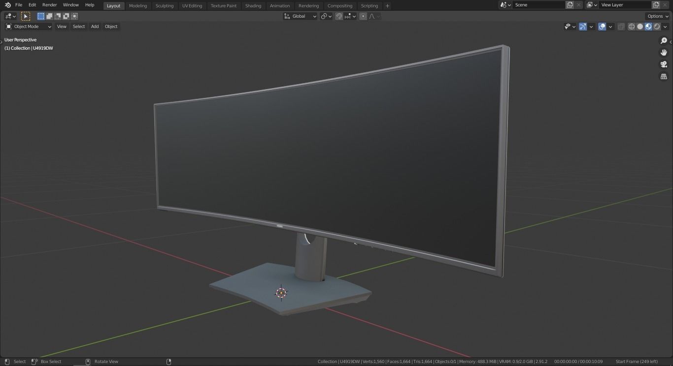 dell UltraSharp 49 inch curved monitor  Low-poly 3D model_12