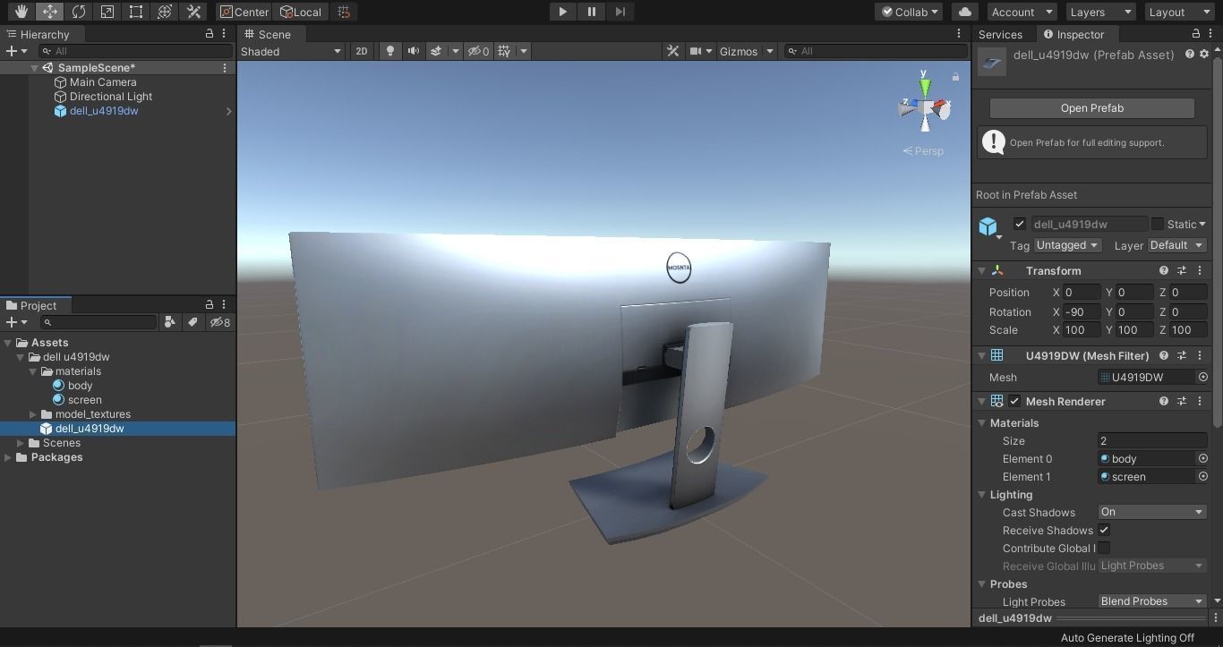 dell UltraSharp 49 inch curved monitor  Low-poly 3D model_14