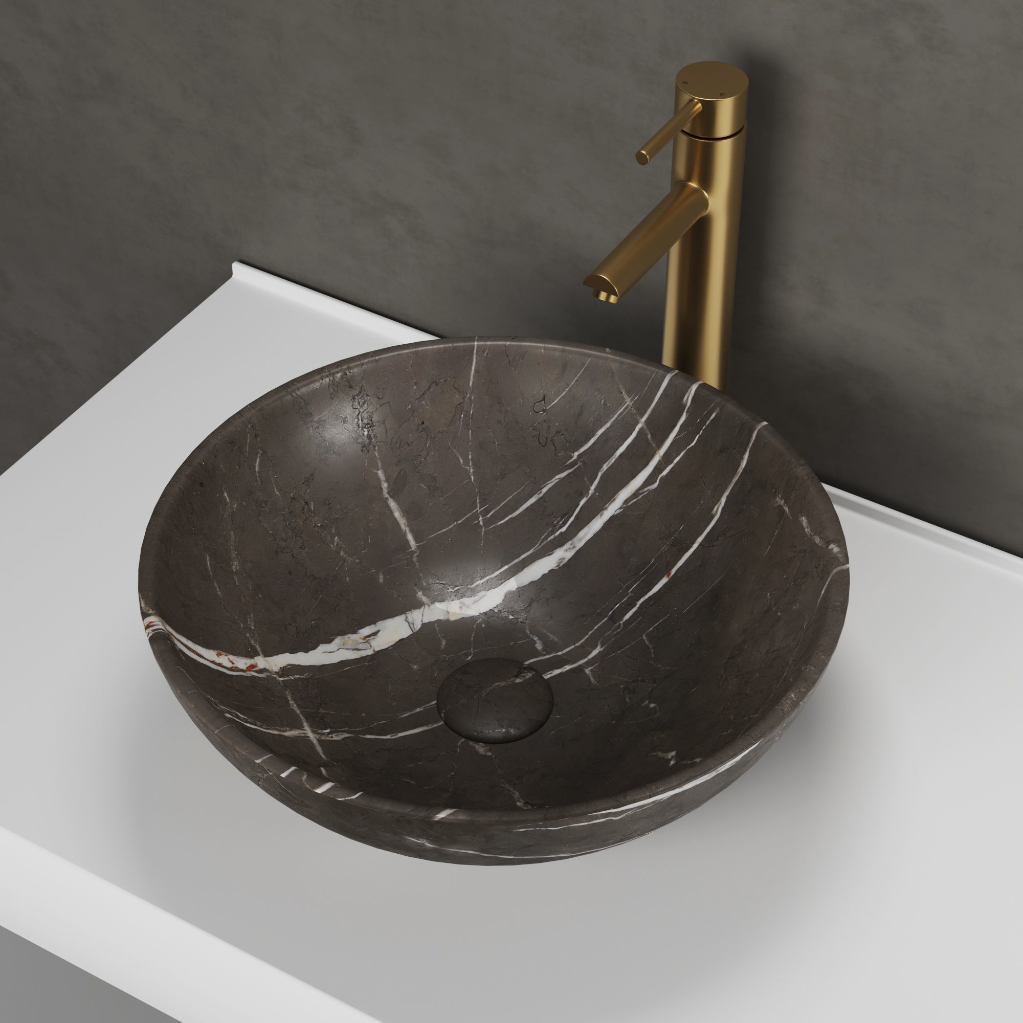 Giro pietra grey marble basin Lusso stone model 3D model_2