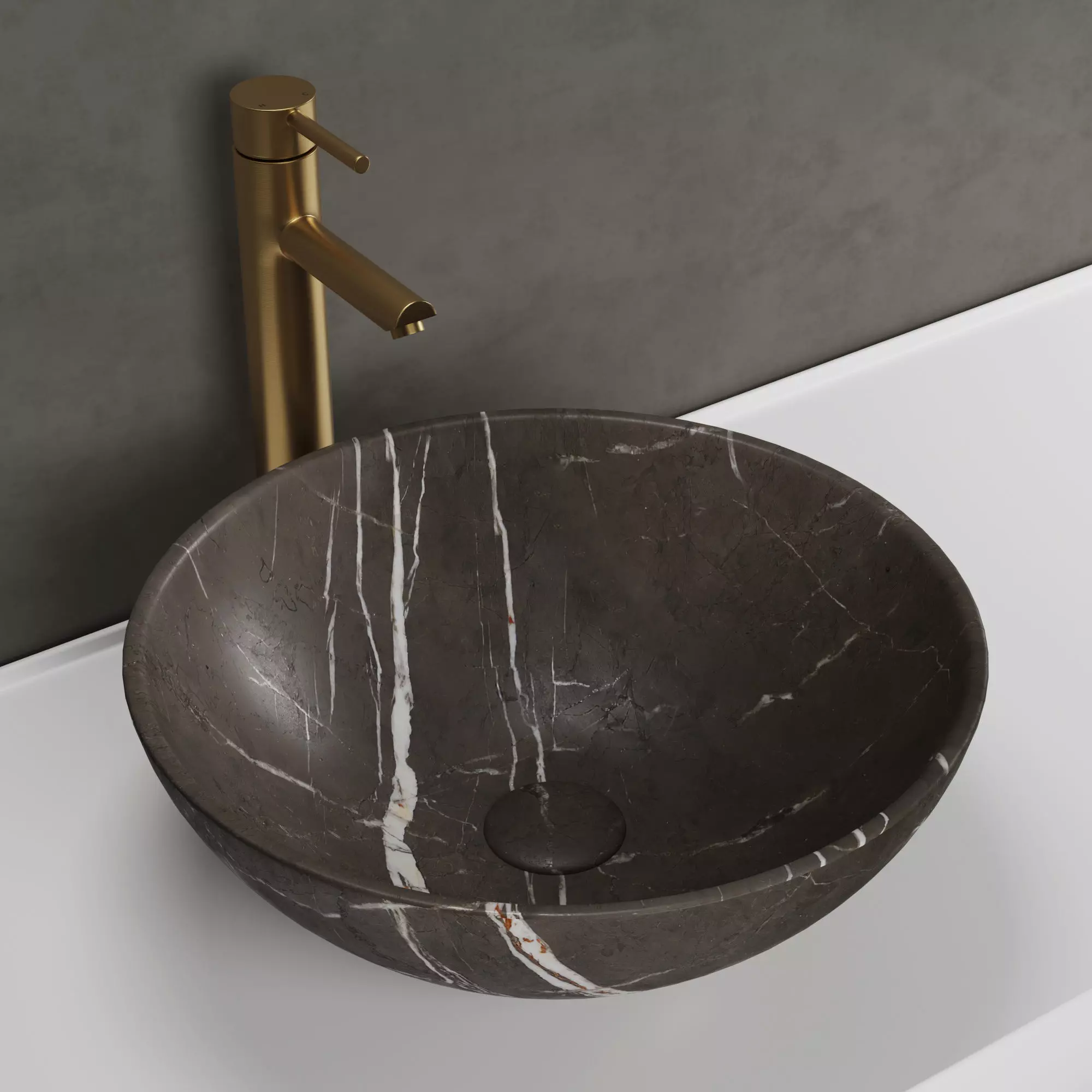 Giro pietra grey marble basin Lusso stone model 3D model_0