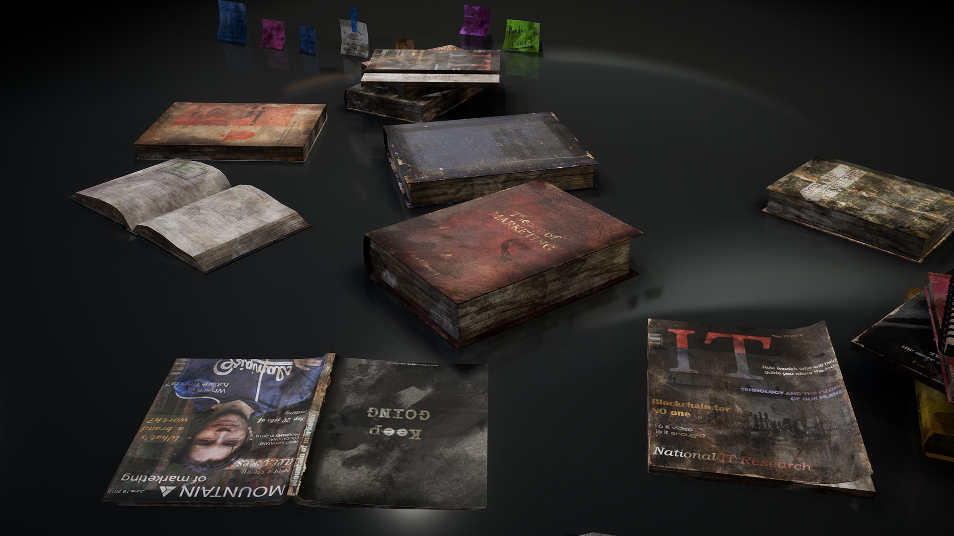 New and Old books - magazines - notes Low-poly 3D model_21