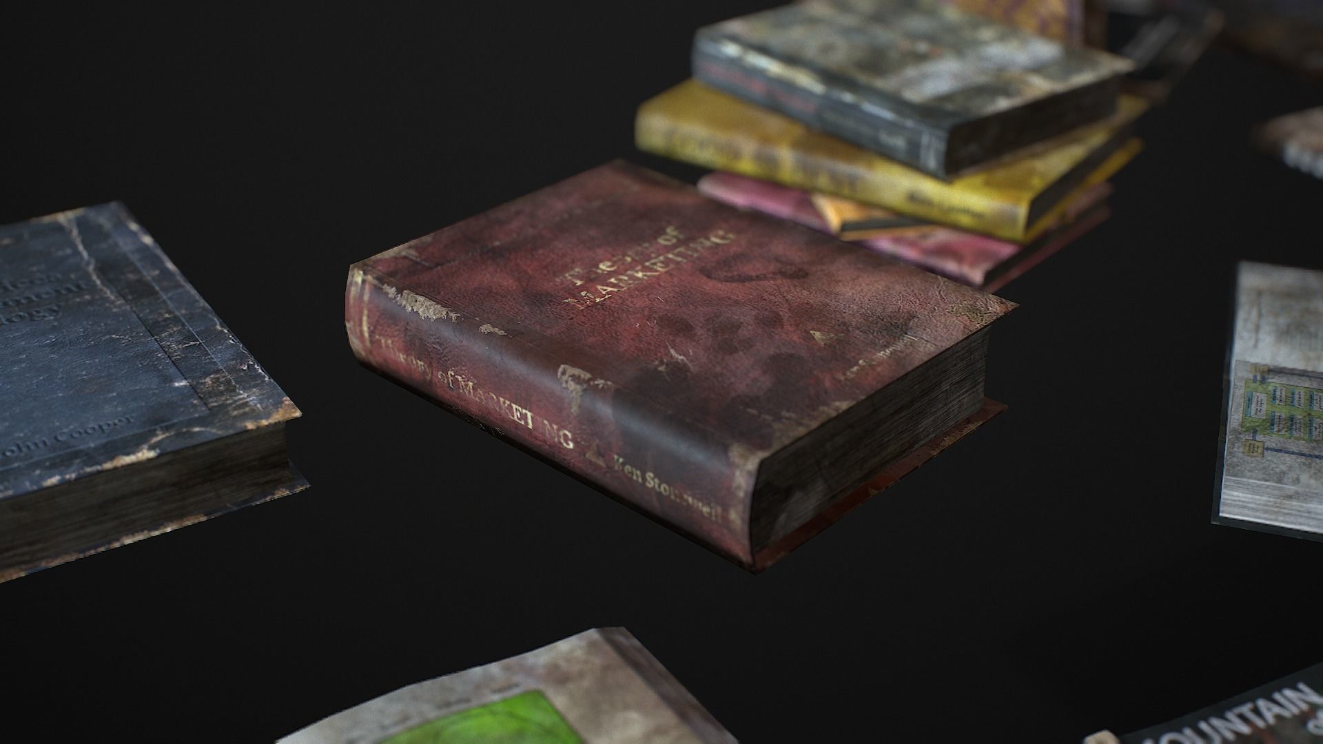 New and Old books - magazines - notes Low-poly 3D model_5