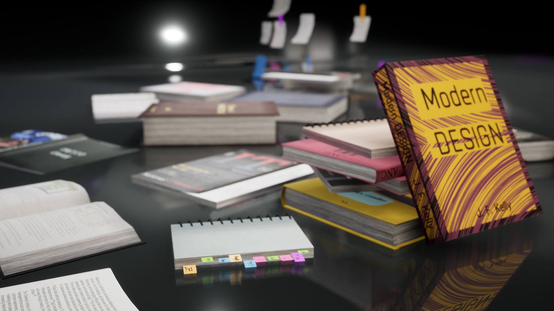 New and Old books - magazines - notes Low-poly 3D model_1