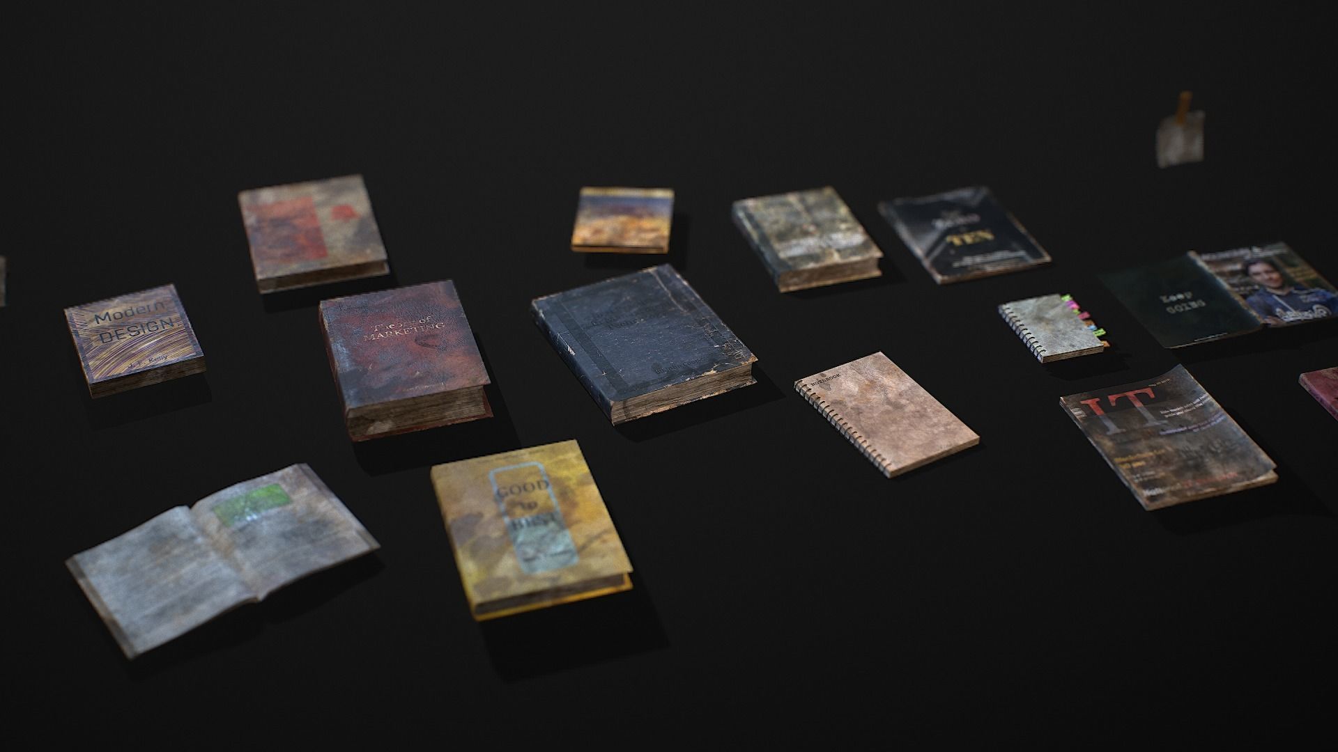 New and Old books - magazines - notes Low-poly 3D model_12