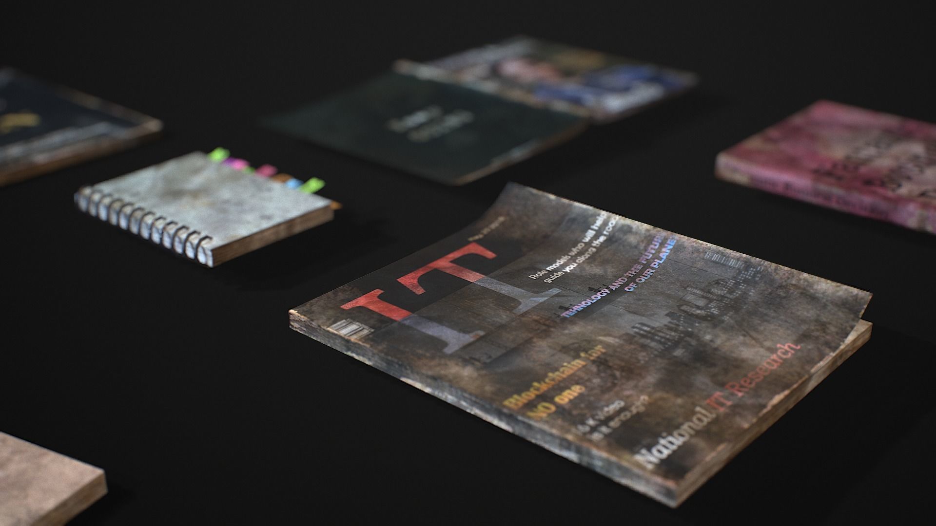 New and Old books - magazines - notes Low-poly 3D model_9