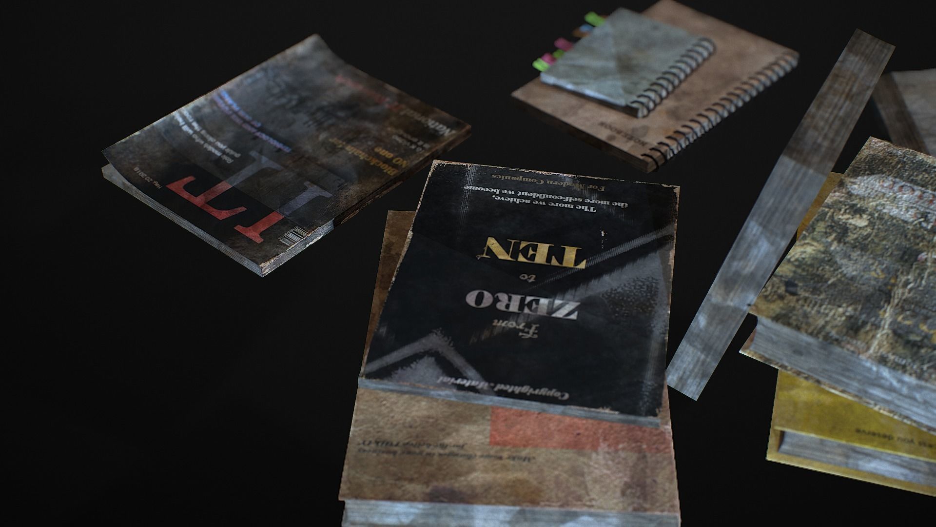 New and Old books - magazines - notes Low-poly 3D model_16