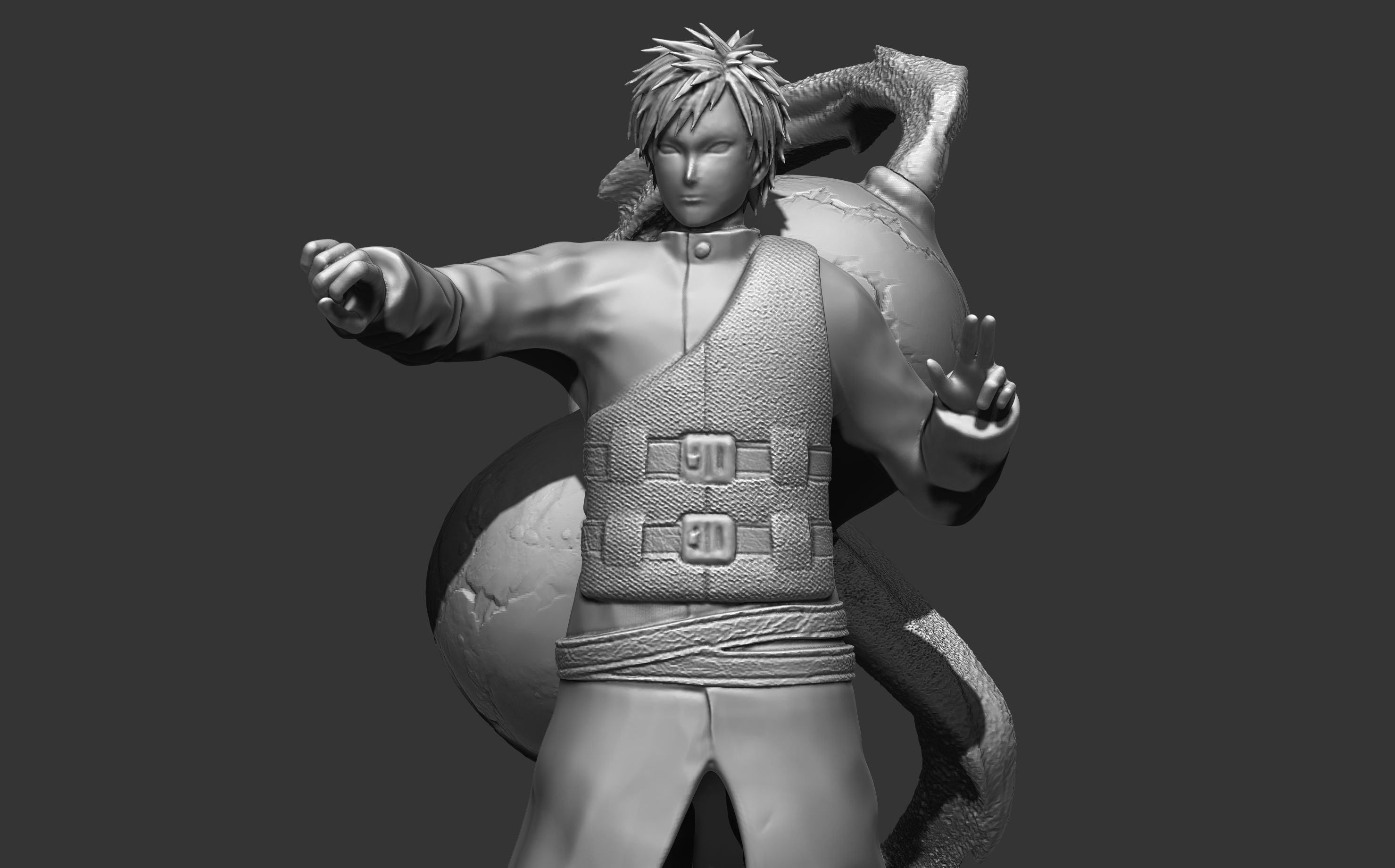 gaara 3d print statue figurine - naruto shippuden 3D print model_2