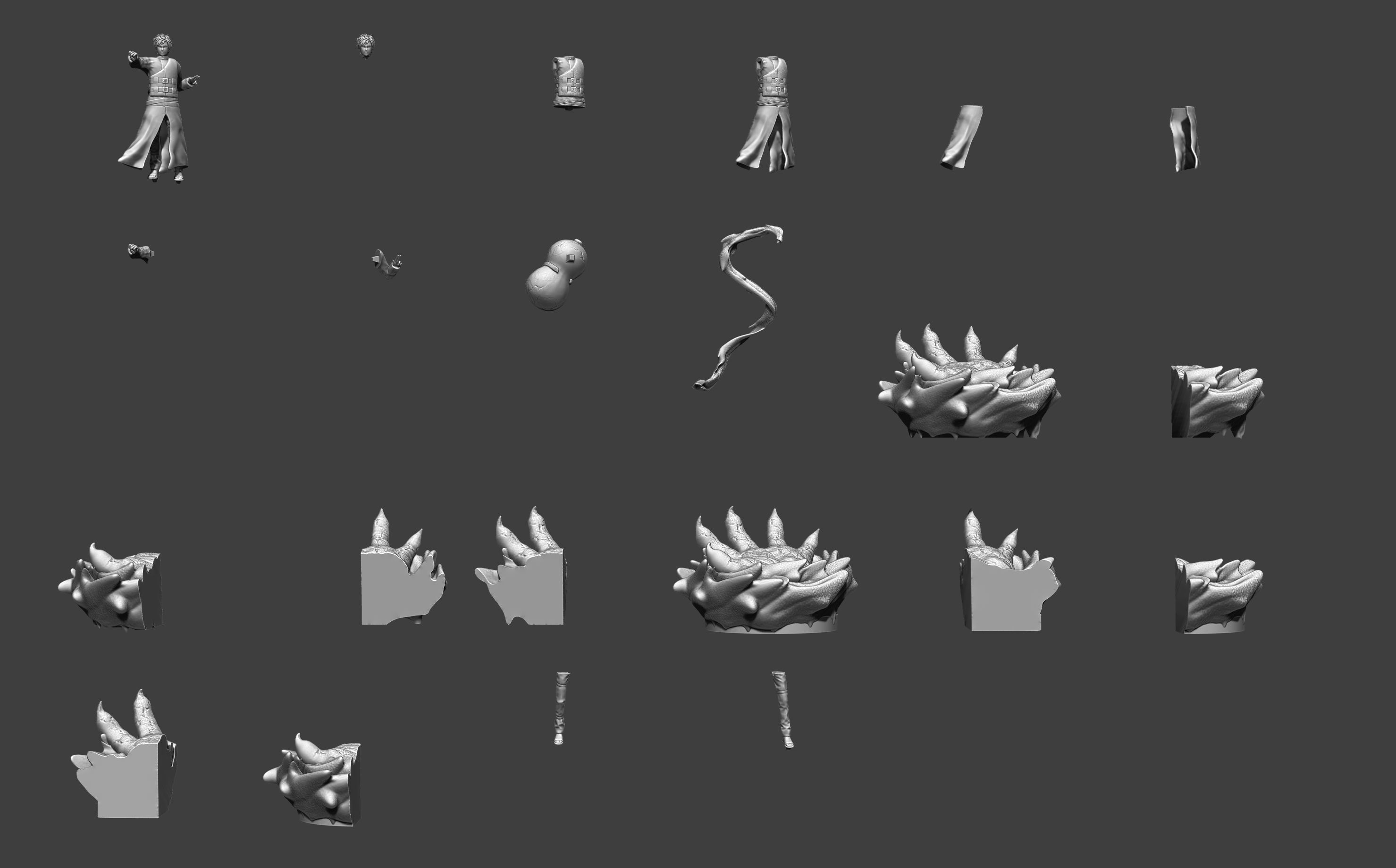 gaara 3d print statue figurine - naruto shippuden 3D print model_11